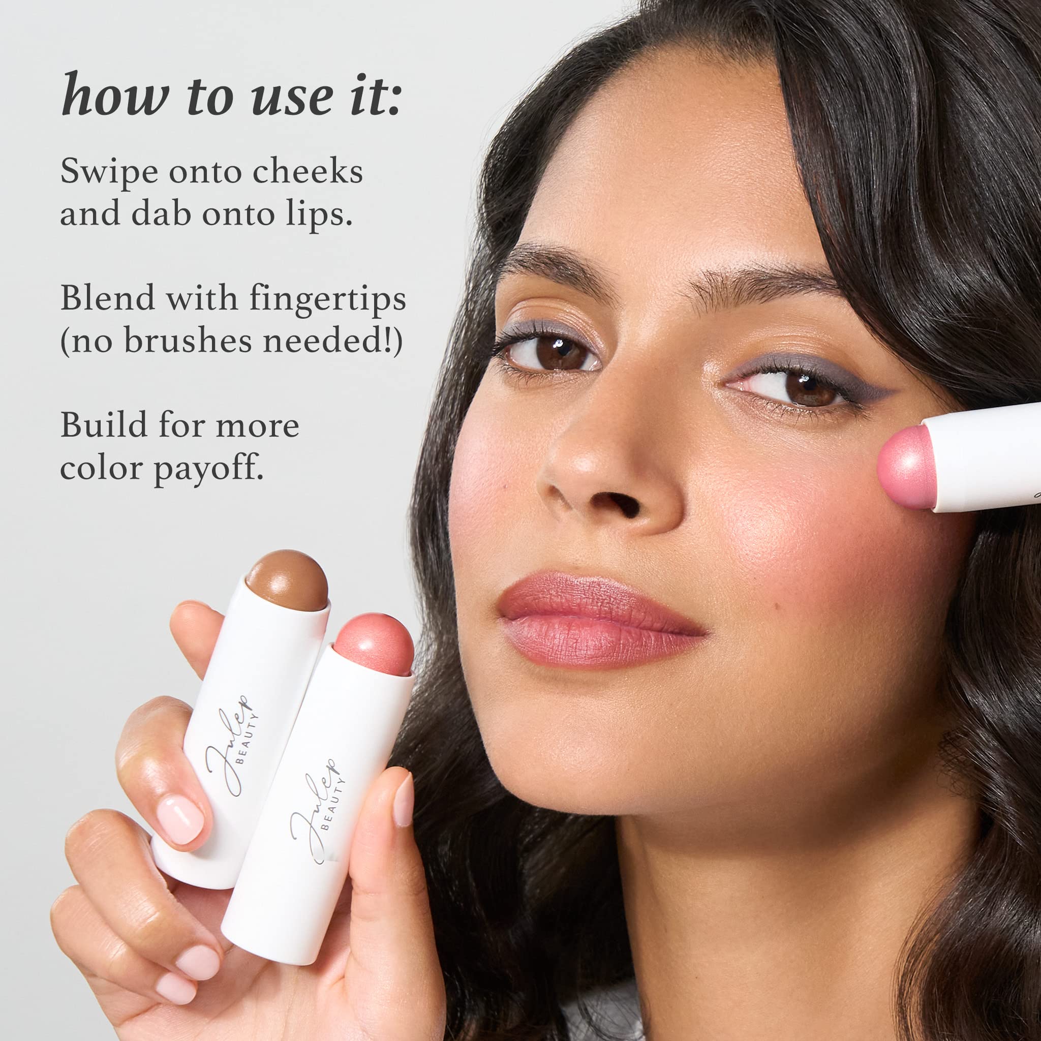 Julep Skip The Brush Cream to Powder Blush Stick - Sweet Peach - Blendable and Buildable Color - 2-in-1 Blush and Lip Makeup Stick - Image 5