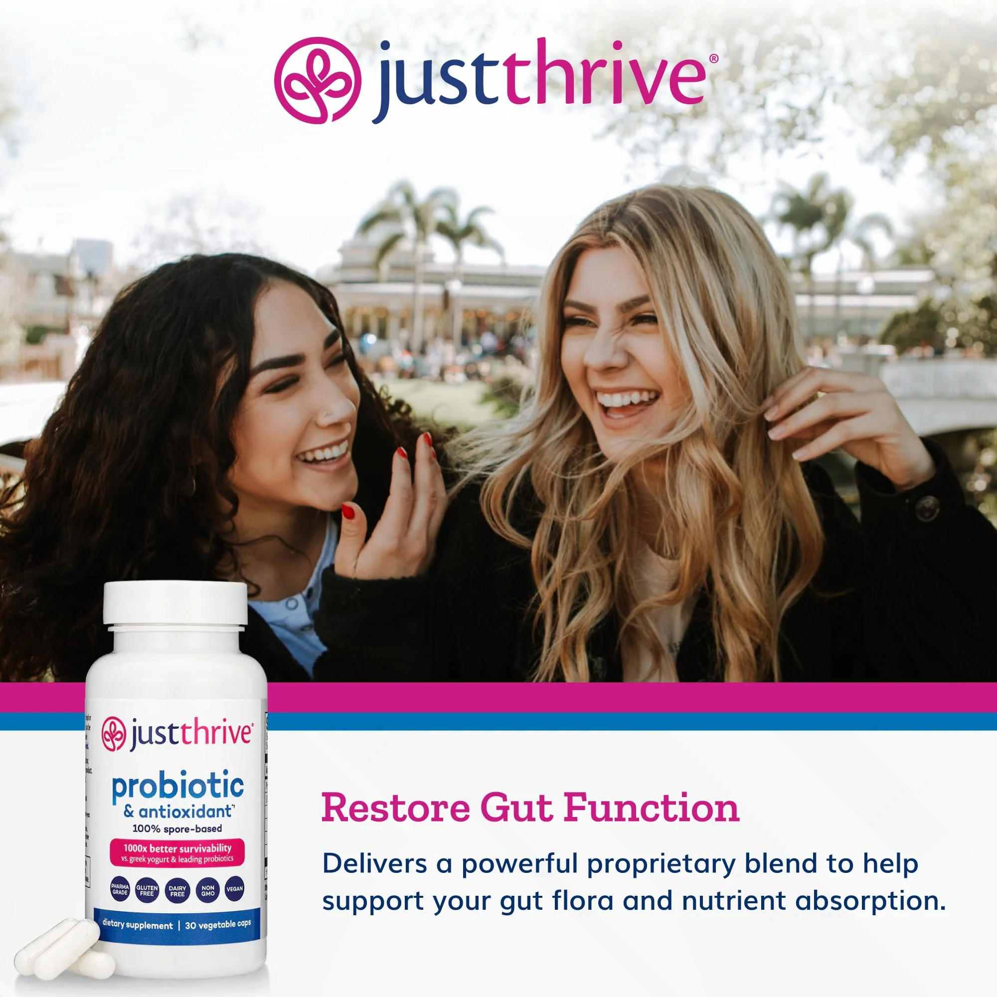 Just Thrive Probiotic & Antioxidant Supplement - 100% Spore-Based Digestive and Immune Support - Gluten Free, 30 Caps - Image 5