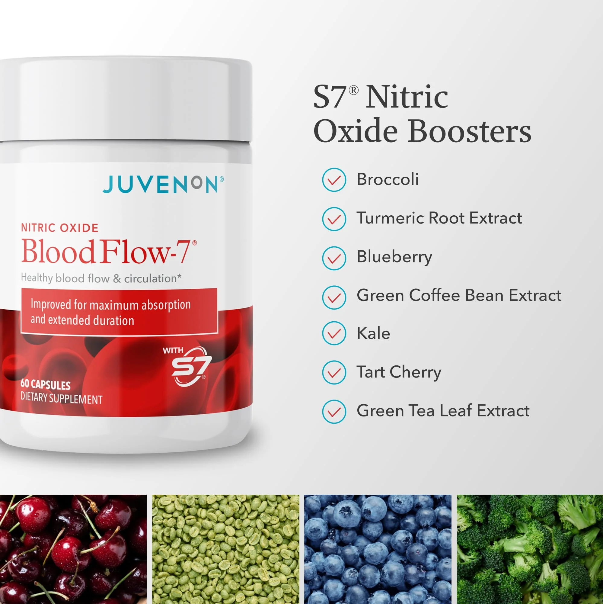 Juvenon BloodFlow-7 Nitric Oxide Supplements for Men & Women - Natural Nitric Oxide Booster with Nitrosigine® + S7® - Blood Flow & Circulation Support (1-Pack) - Image 5