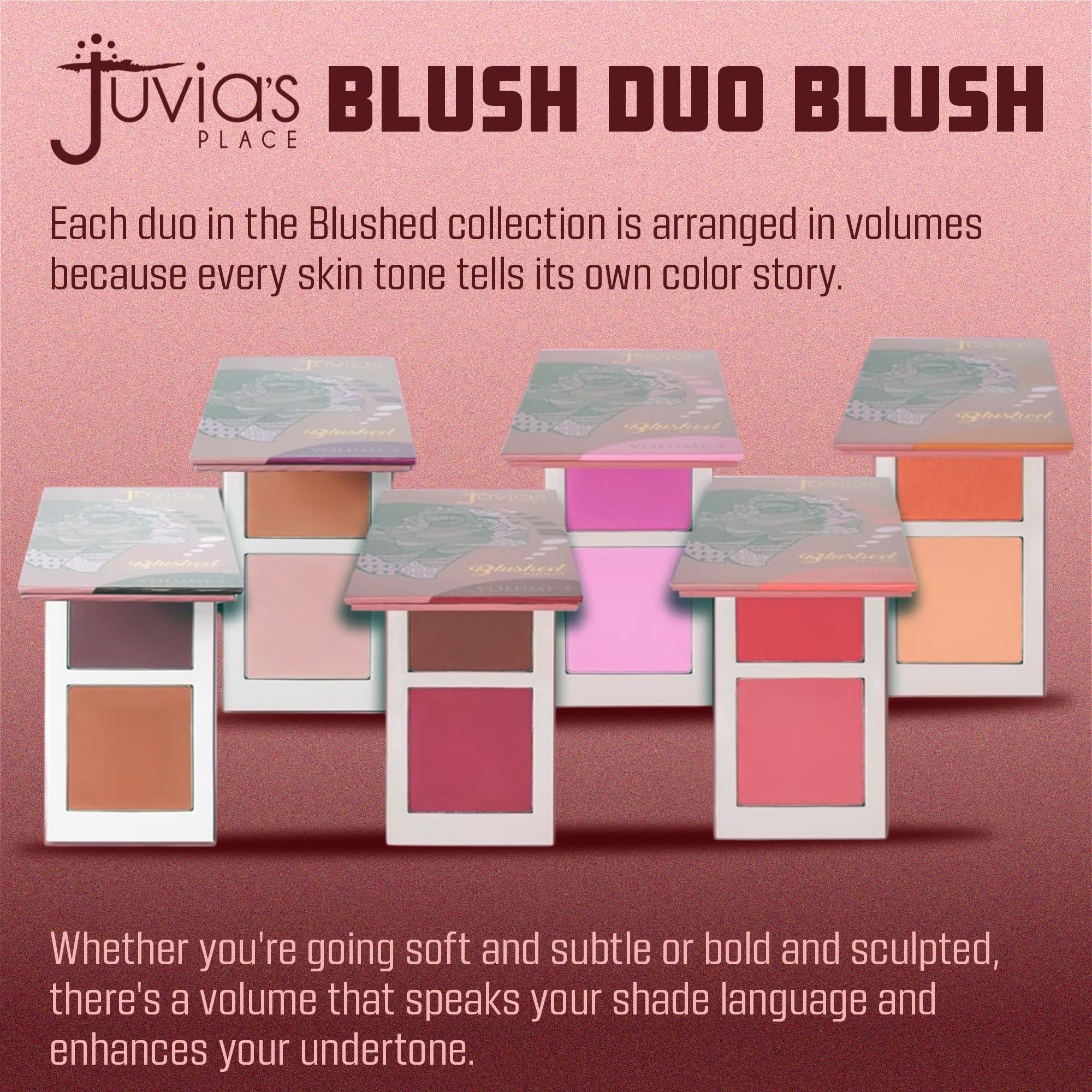 Juvia's Place Blushed Duo Blush Volume3 - Two Tone Pigmented Buildable Pressed Mineral Powder - Rosy Natural Cheeks Matte Fresh Finish for All Skin Color - Image 7