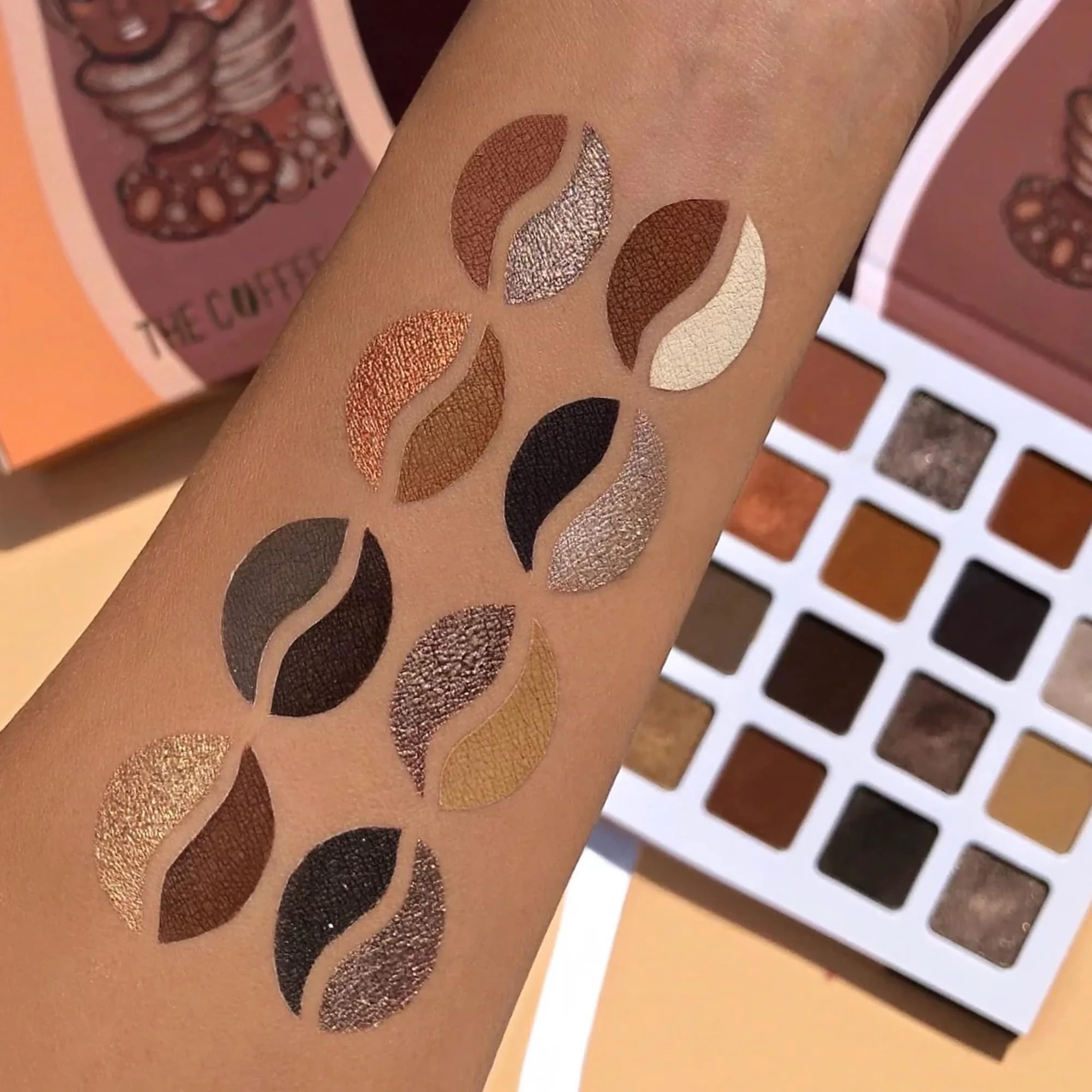 Juvia's Place Coffee Shop Eyeshadow Palette - 16 Pan Palette, Tan, Auburn, & Rich Dark Chocolate, Mattes and Shimmers, Highly Pigmented and Buttery Texture - Image 3