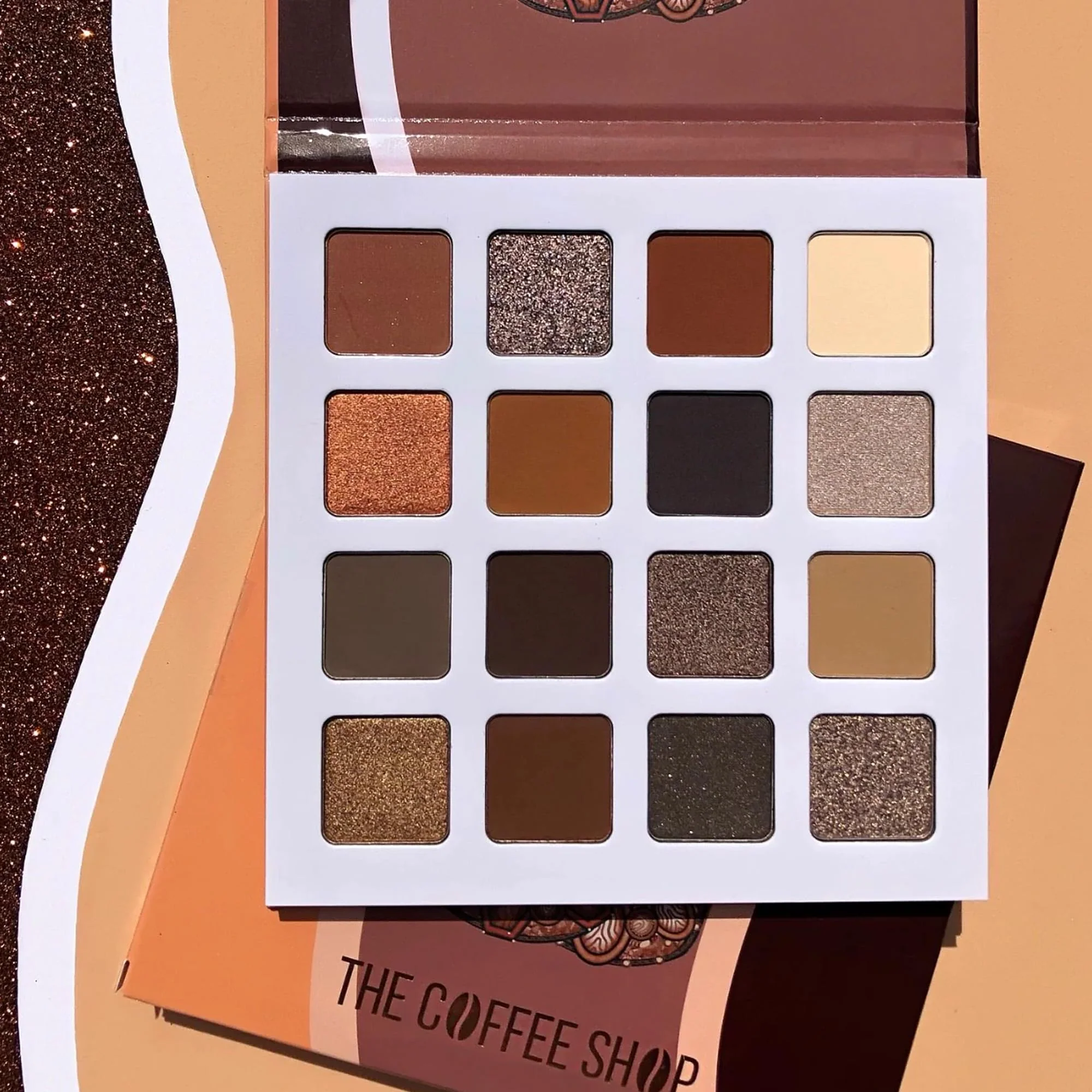 Juvia's Place Coffee Shop Eyeshadow Palette - 16 Pan Palette, Tan, Auburn, & Rich Dark Chocolate, Mattes and Shimmers, Highly Pigmented and Buttery Texture - Image 4