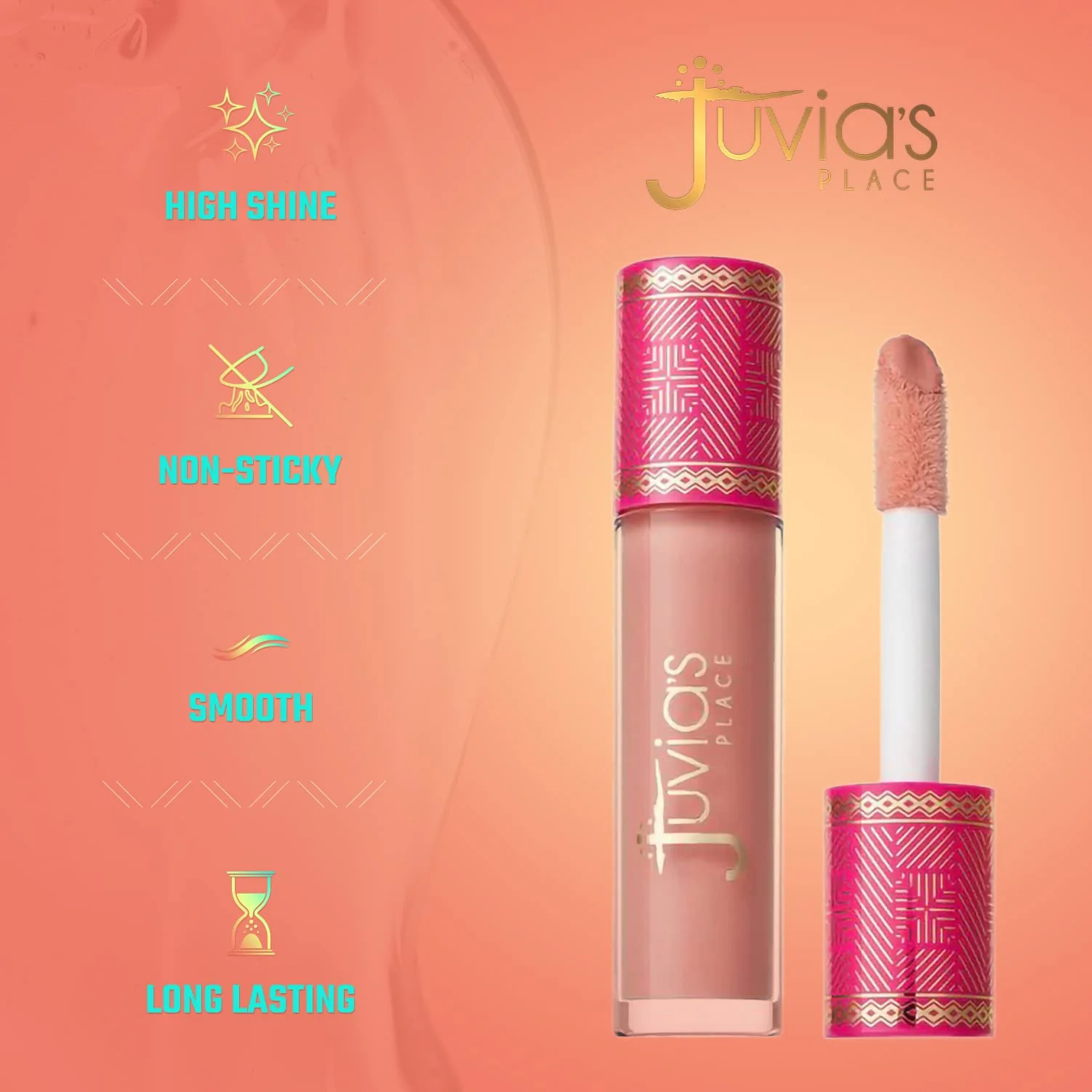 Juvia's Place Long Lasting Lip Gloss Reflect Barely There, Non-Sticky Luscious High Shine Glow, 16 oz, Light Neutral Beige, Smooth and Creamy - Image 7