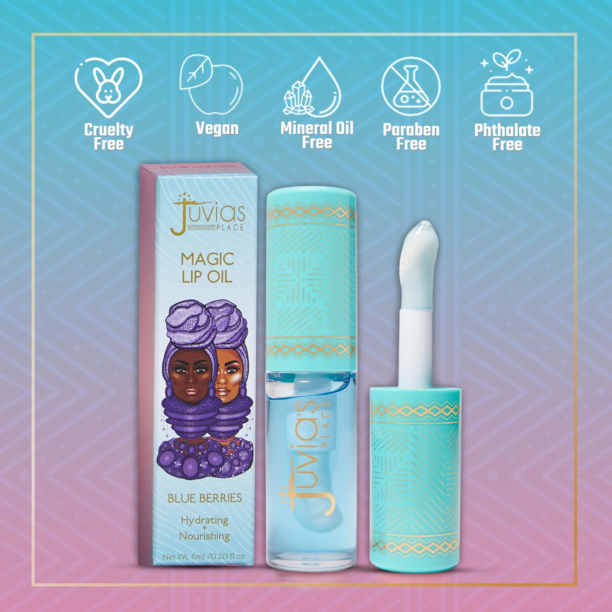 Juvia's Place Magic Lip Oil - Blue Berries - Smooth, Hydrating w/Vitamin E for Soft, Glossy, Juicy Lips - Infused with Fruit Extracts - Tinted, Shimmering, Lightweight & Non-sticky Lip Oil for Summer - Image 5