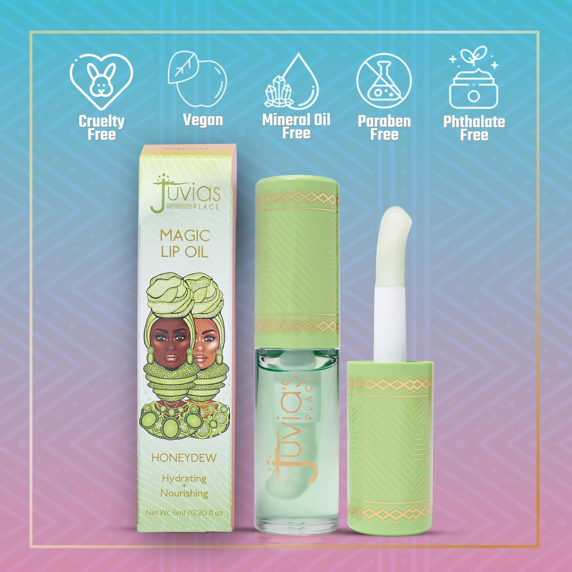 Juvia's Place Magic Lip Oil - Honeydew - Smooth, Hydrating with Vitamin E for Soft, Glossy, Juicy Lips - Infused with Fruit Extracts - Tinted, Shimmering, Lightweight & Non-sticky Lip Oil for Summer - Image 4