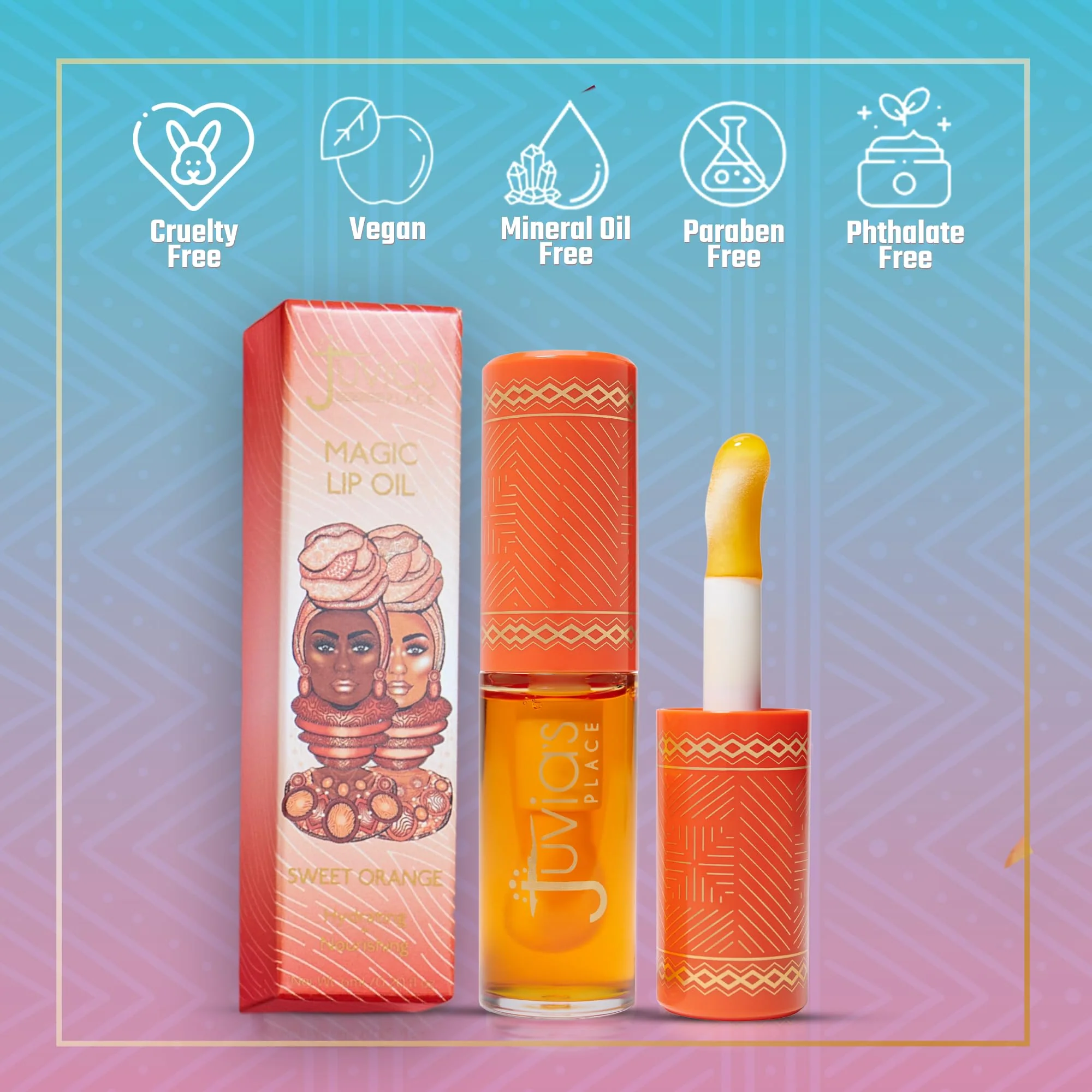 Juvia's Place Magic Lip Oil - Sweet Orange - Smooth, Hydrating w/Vitamin E for Soft, Glossy, Juicy Lips - Infused with Fruit Extracts - Tinted, Shimmering, Lightweight & Non-sticky Lip Oil for Summer - Image 4