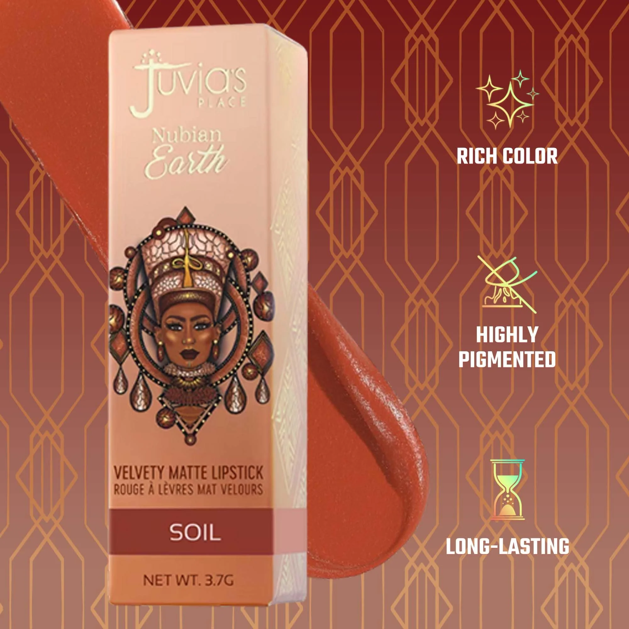 Juvia's Place Nubian Earth Matte Lipstick Soil - Long Lasting Makeup Moisturizing Lip Color Shades Richly Pigmented Smooth Finish Stay Smudge Proof Beauty Fresh Look Bright Hyaluronic Acid Balm - Image 8
