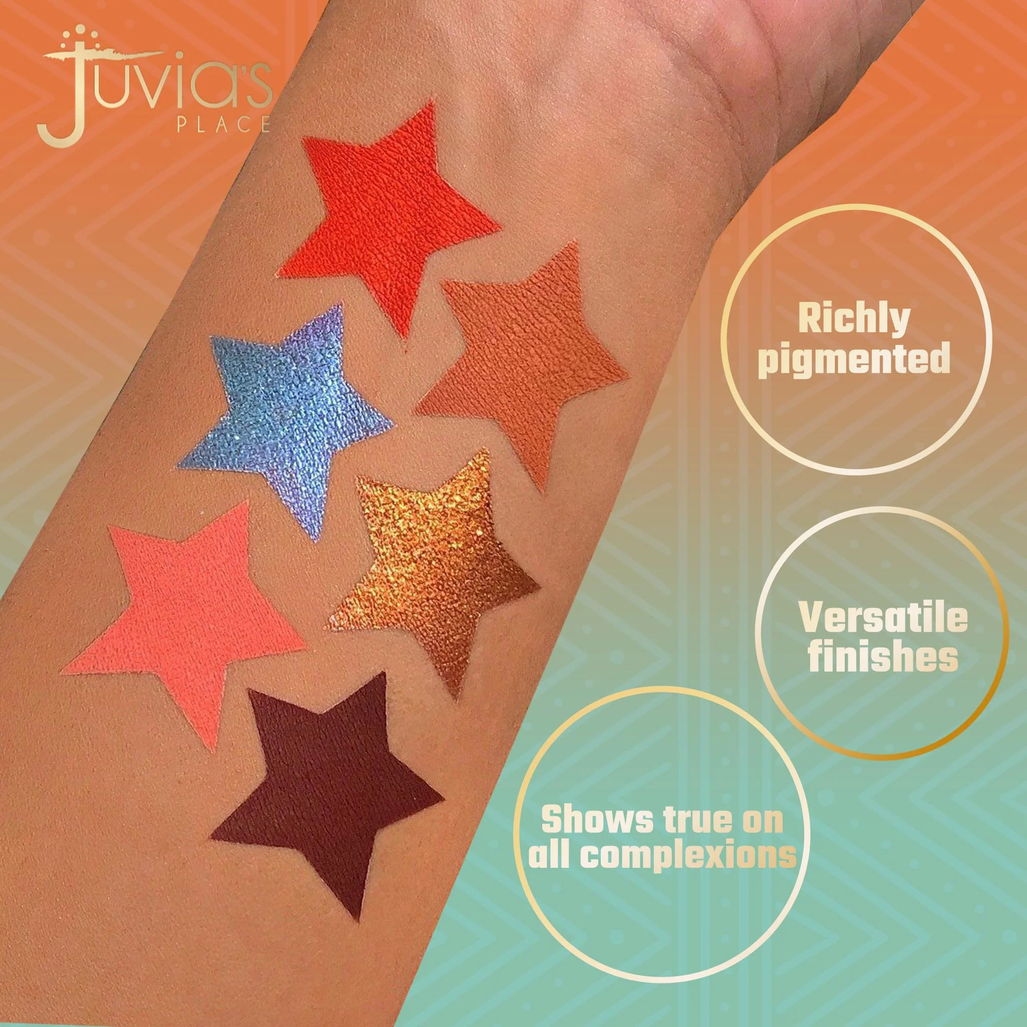 Juvia's Place Olori III Eyeshadow Palette, 6 Shades of Coral, Browns and Bronzes with a Pop of Rich Blue, Matte and Shimmers - Image 8