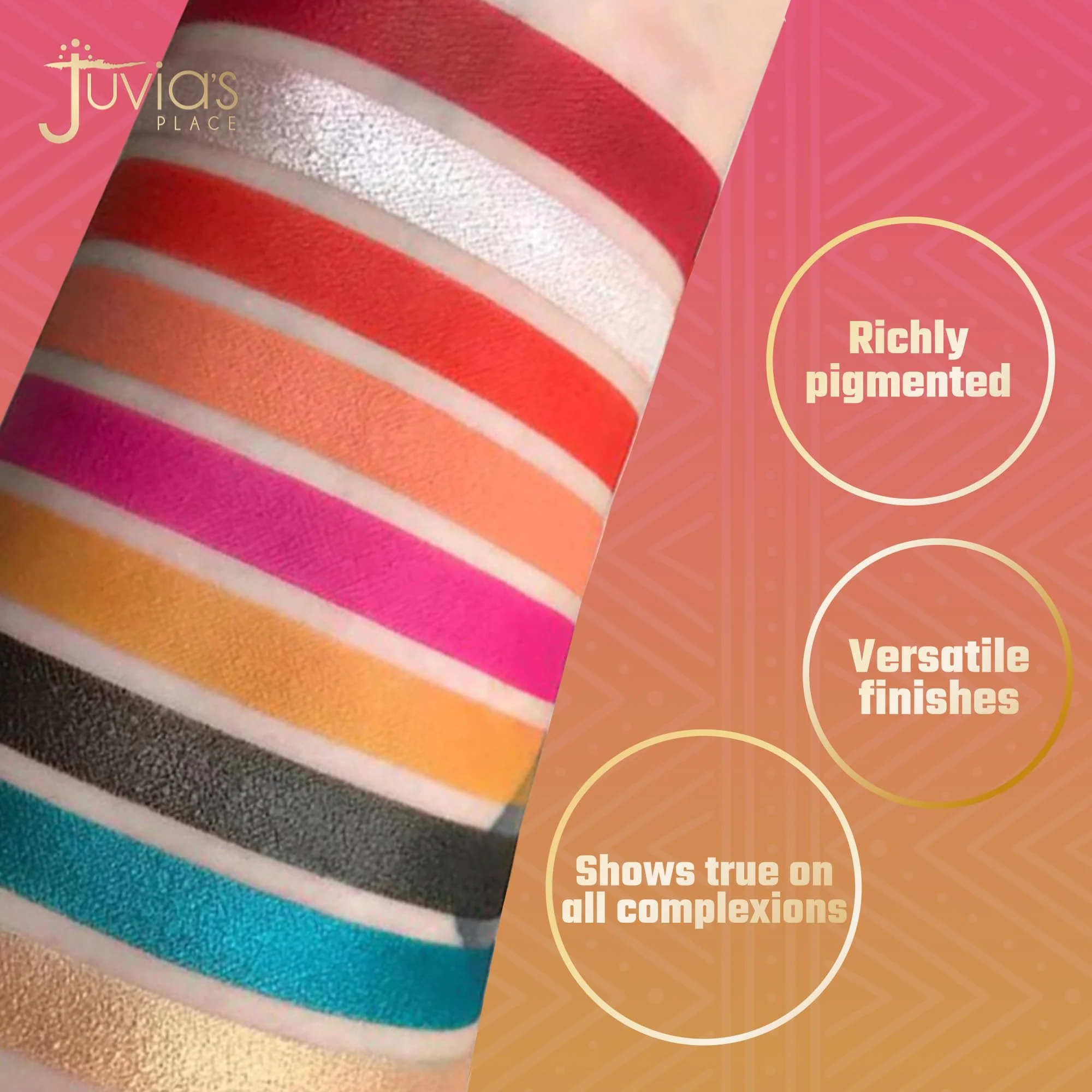 Juvia's Place Palette The Festival - Bold Coral, Red, Glittery Neutrals, Shades of 9, Bold and Fiery Palette, Pigmented Makeup Palette Eye Color & Shine - Image 8