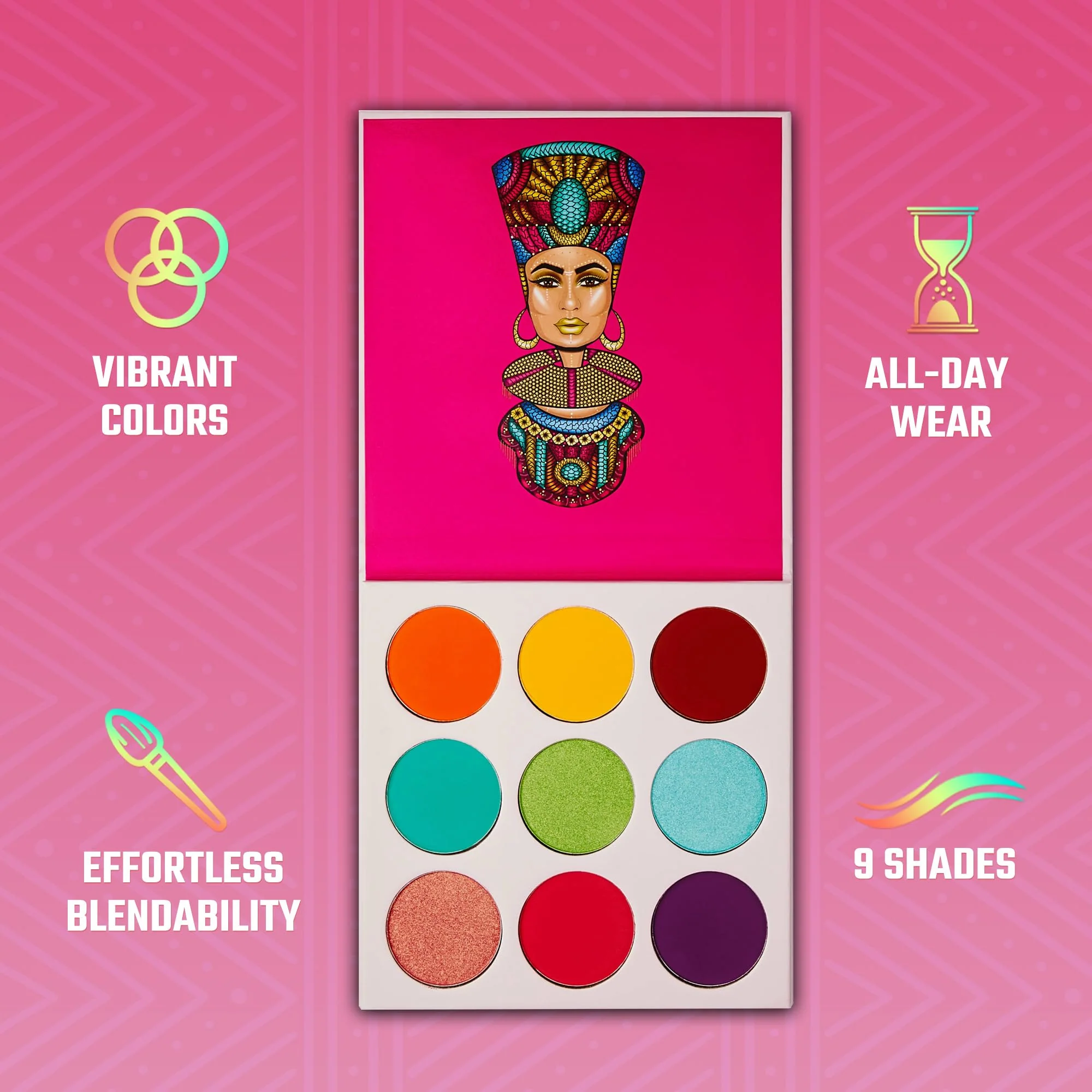Juvia's Place Palette The Zulu - Turquoise, Red, Purple, Shades of 9, Colorful, Vivid, Vibrant Palette, Pigmented Makeup Palette Color & Shine - Image 8
