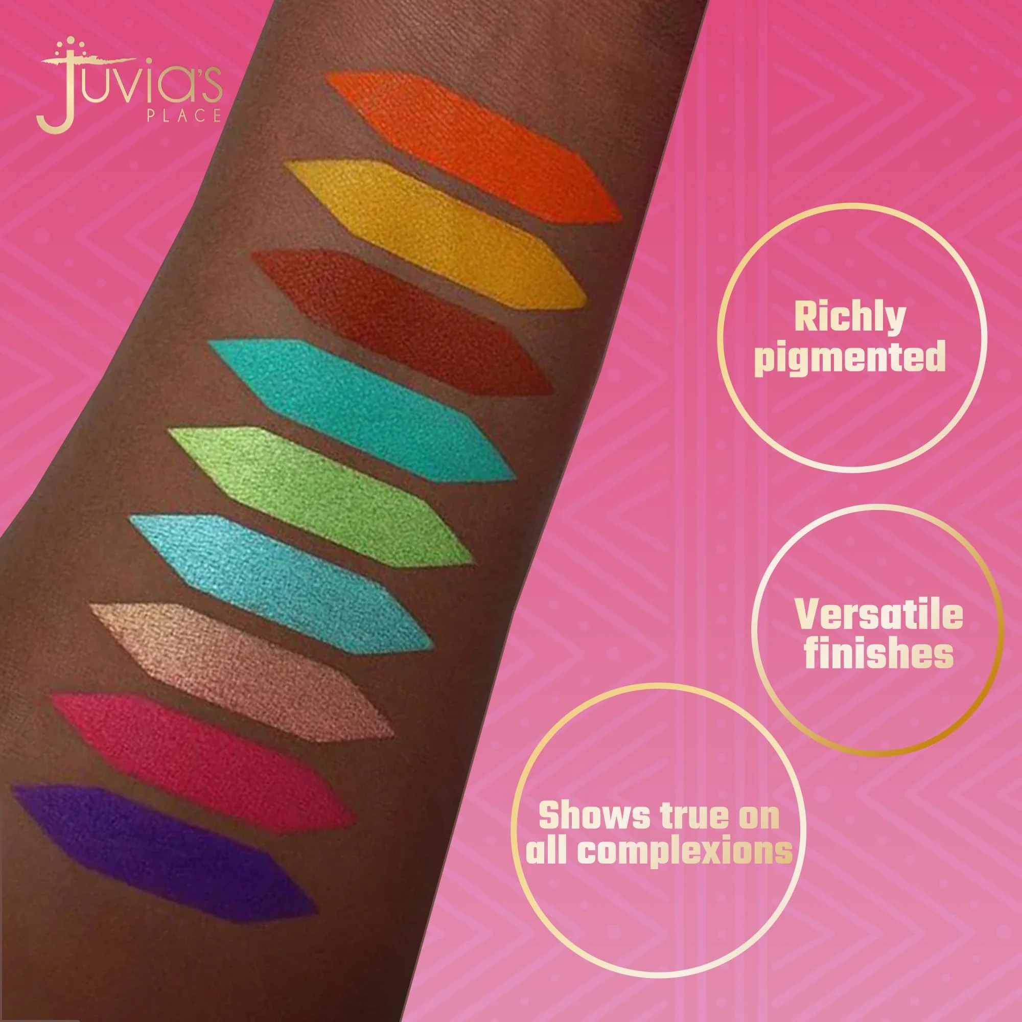 Juvia's Place Palette The Zulu - Turquoise, Red, Purple, Shades of 9, Colorful, Vivid, Vibrant Palette, Pigmented Makeup Palette Color & Shine - Image 9