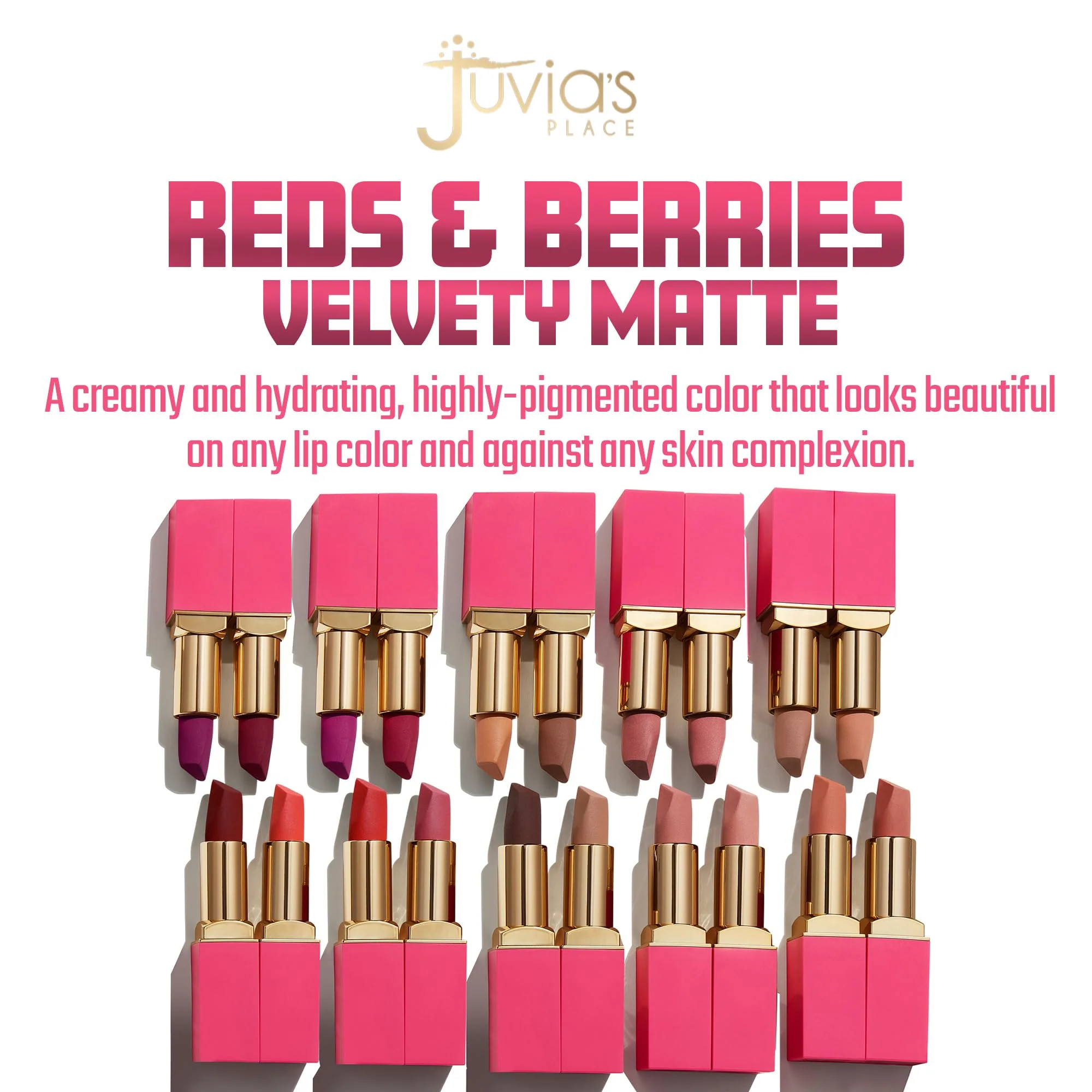 Juvia's Place Reds & Berries Velvety Matte Lipsticks The Reds Afrik - Blood Red, Soft-Matte Lipstick, Hydrating, Highly Pigmented, Creamy, Smooth, and Long-Lasting - Image 9