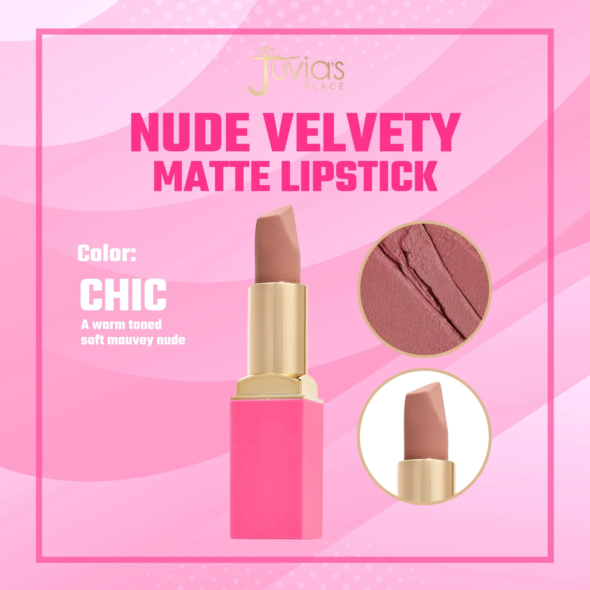 Juvia's Place The Nude Velvety Matte Lipstick Chic - Nude, Long-lasting, Rich-Color Lip Makeup, Creamy Lipstick with Matte Finish, Beauty & Lip Products - Image 6