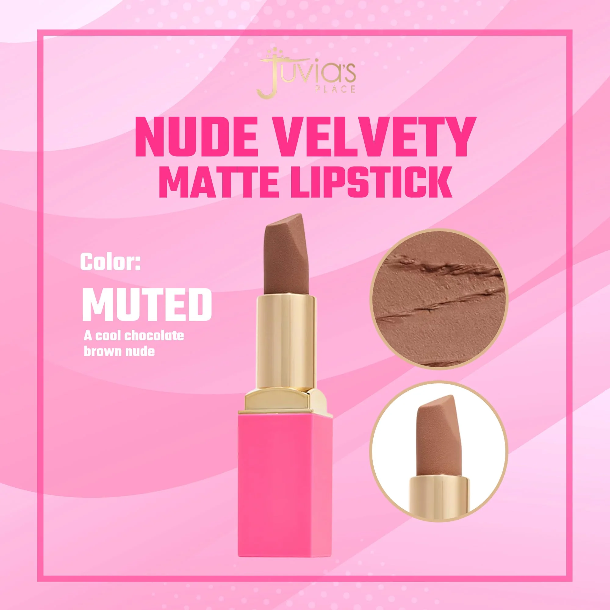 Juvia's Place The Nude Velvety Matte Lipstick Muted - Nude Velvety Long-lasting Rich-Color Lip Makeup, Creamy Lipstick with Matte Finish, Beauty & Lip Products - Image 6