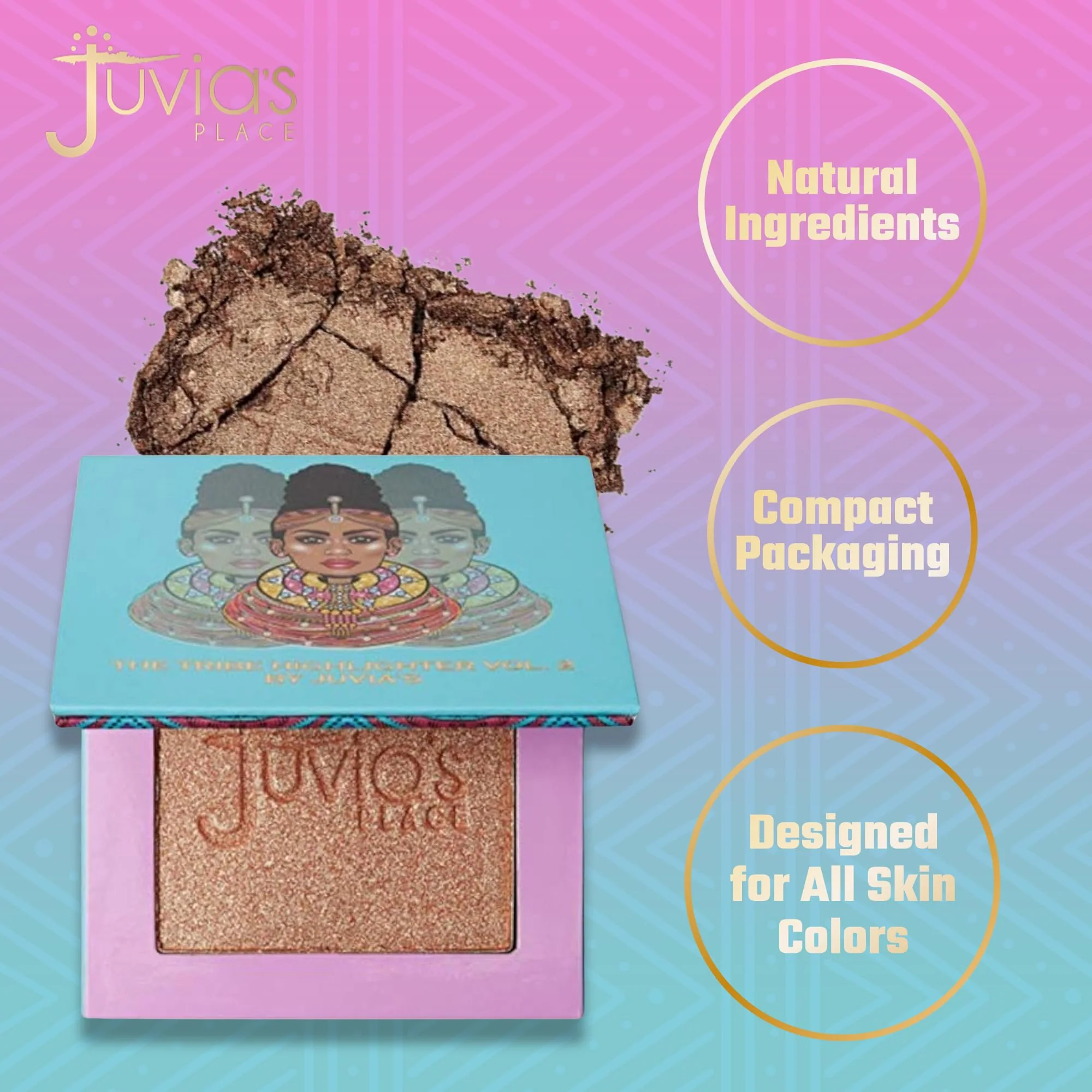 Juvia's Place - Tribe Highlighter Vol. 2 - Glow Highlighter Face Makeup Powder - Shimmering Glow Finish perfect for cheekbones, Radiant Mineral Shimmer, Illuminating Powder - Image 7