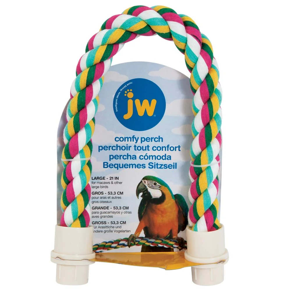 JW Pet Comfy Perch For Birds Flexible Multi-color Rope, Large - 21" Length - Image 7