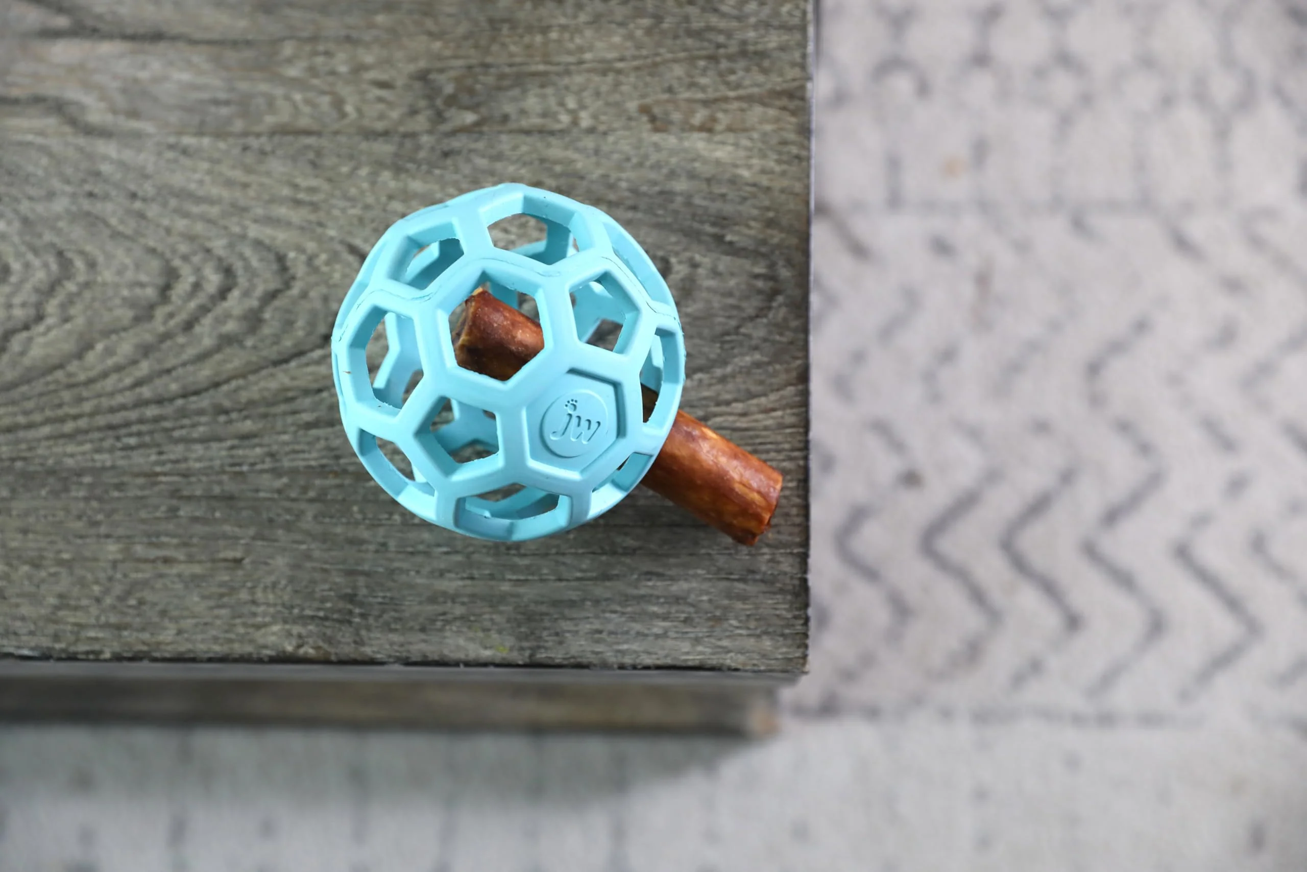 JW Pet HOL-ee Roller™, Dog Toy Puzzle Ball, Natural Rubber, Medium (4.5” Inch Diameter), Blue - Image 2