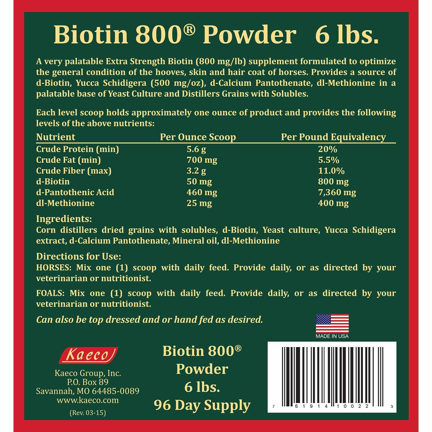 KAECO GROUP INC BIOTIN 800 Powder 6LB D/S - Image 6