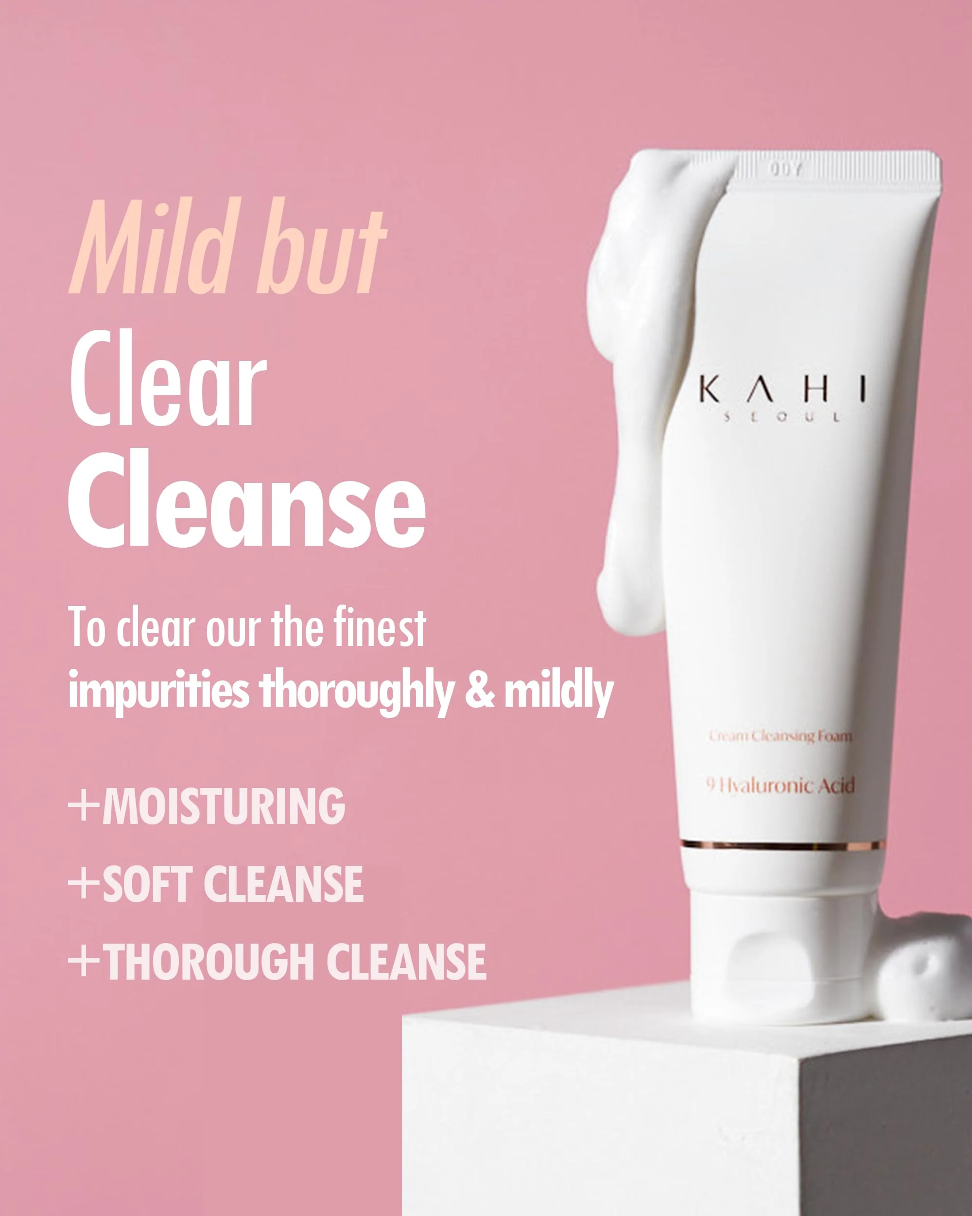 KAHI Cream Foaming Cleanser Face Wash | Hydrating Cream to Foam Cleanser for Oily Skin & Combination Face Care | Gentle Face Cleanser w/Collagen K Beauty Foaming Face Wash 2.70 fl oz - Image 6