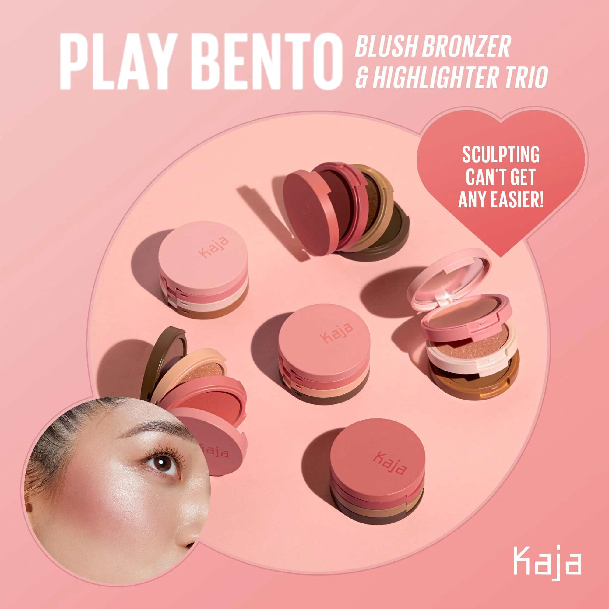 KAJA 3 Colors Palette - Play Bento_Butter Up | Powder Blusher, Highlighter, Cream Bronzer, Creamy Application, with Mango Seed Butter, Powdery Finish, Easy Finger Application, Lightweight Formula - Image 5