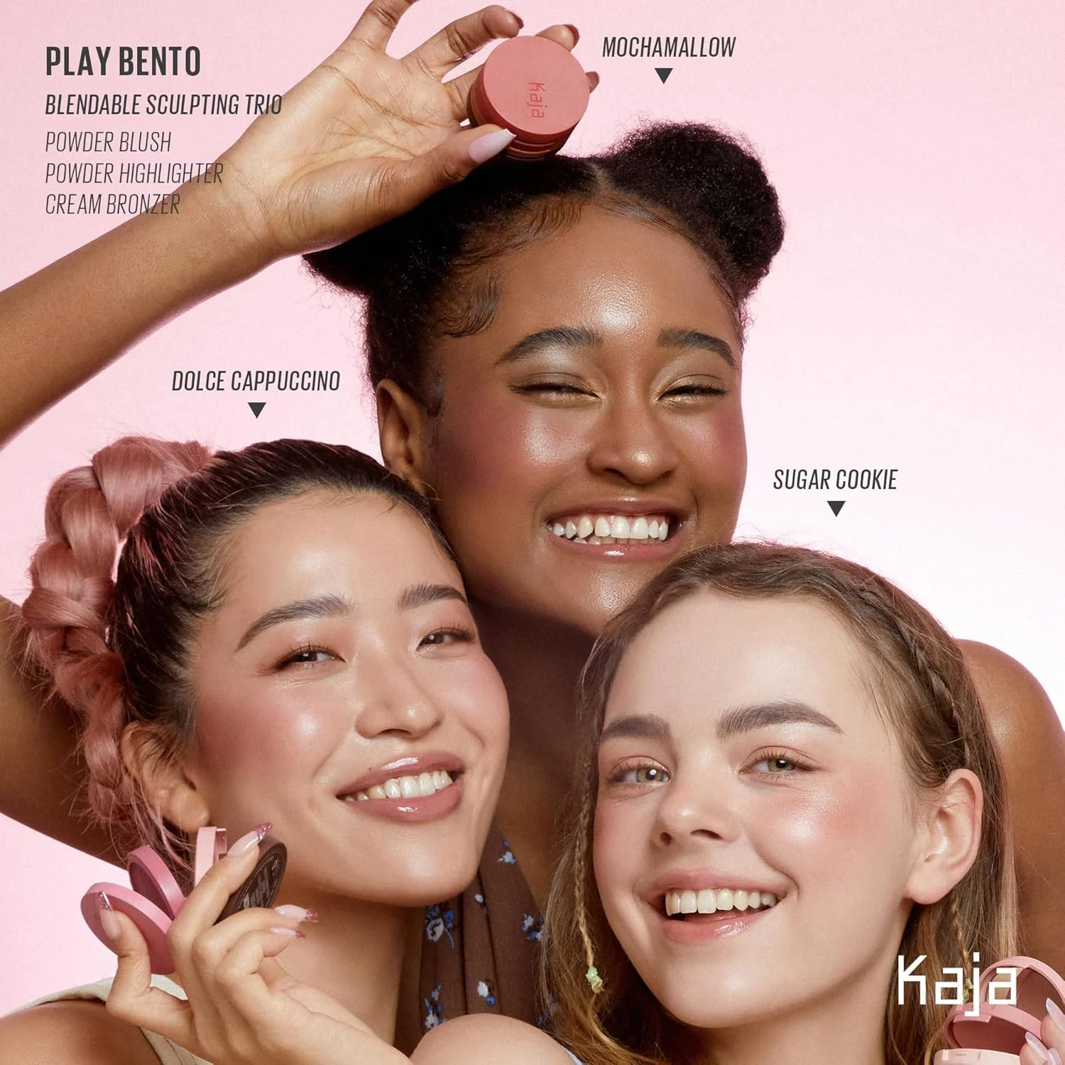 Kaja 3-in-1 Blendable Sculpting Trio - Play Bento | with Mango Seed Butter, Cream Bronzer, Powder Blush, and Highlighter, 00 Sugar Cookie - Image 4