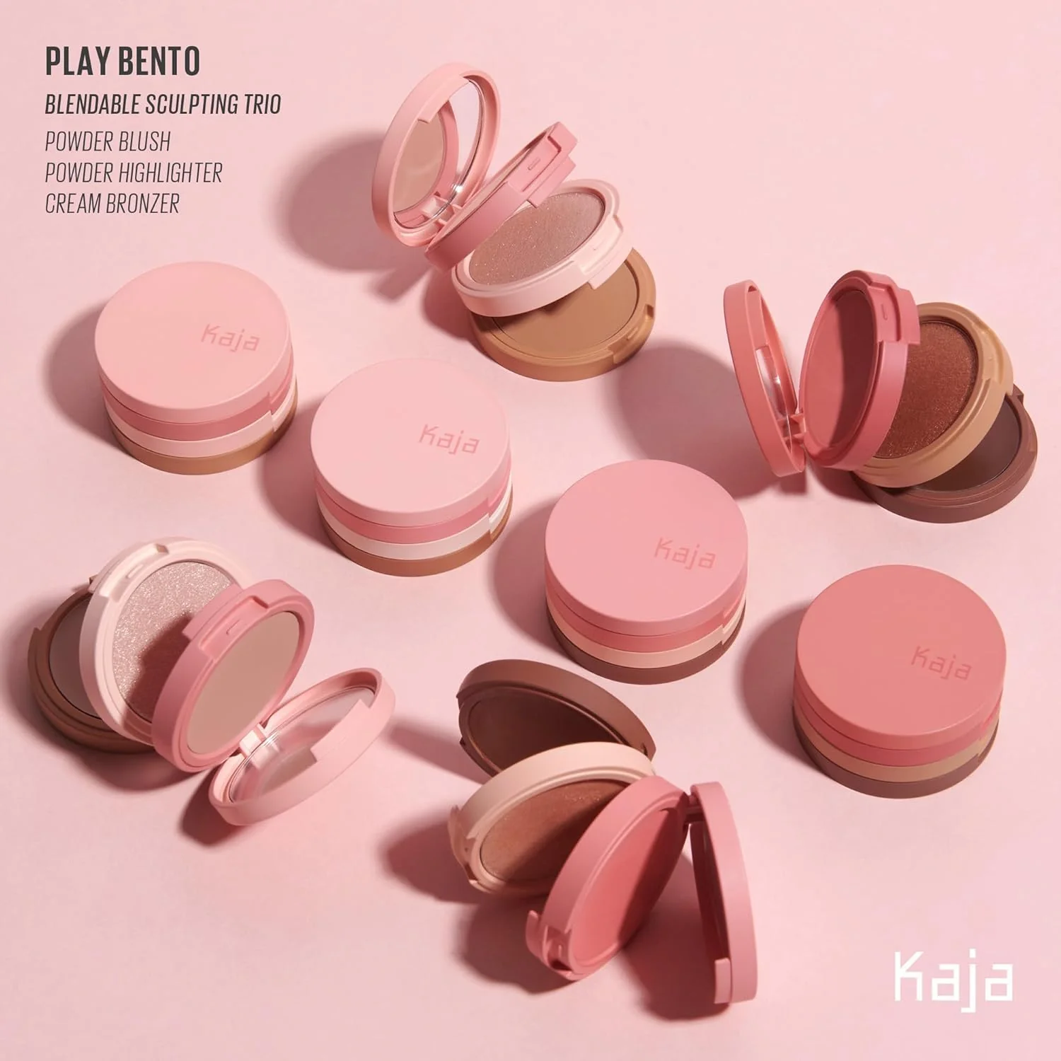 Kaja 3-in-1 Blendable Sculpting Trio - Play Bento | with Mango Seed Butter, Cream Bronzer, Powder Blush, and Highlighter, 00 Sugar Cookie - Image 5