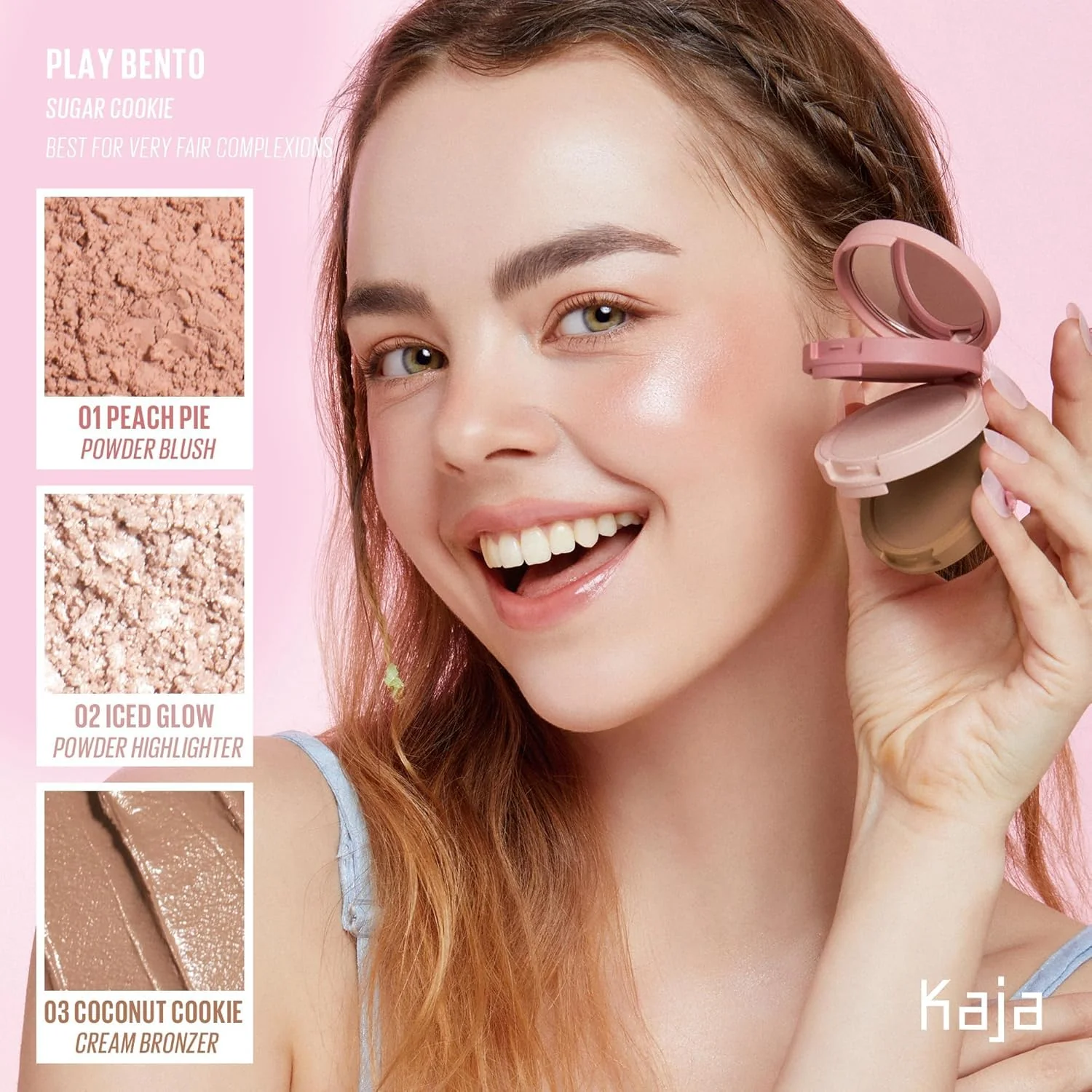Kaja 3-in-1 Blendable Sculpting Trio - Play Bento | with Mango Seed Butter, Cream Bronzer, Powder Blush, and Highlighter, 00 Sugar Cookie - Image 9