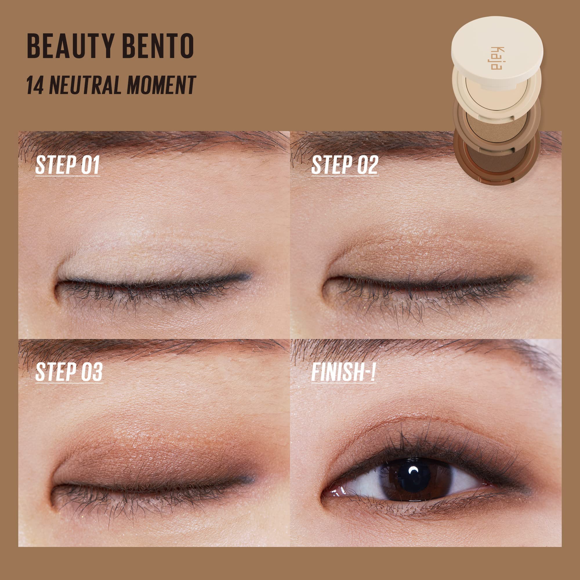 Kaja Beauty Bento Collection - Bouncy Eyeshadow Trio | Neutral Earthy Tones, Travel Size, 14 Neutral Moment, 2019 Allure Best of Beauty Award, 0.03 Oz - Image 6