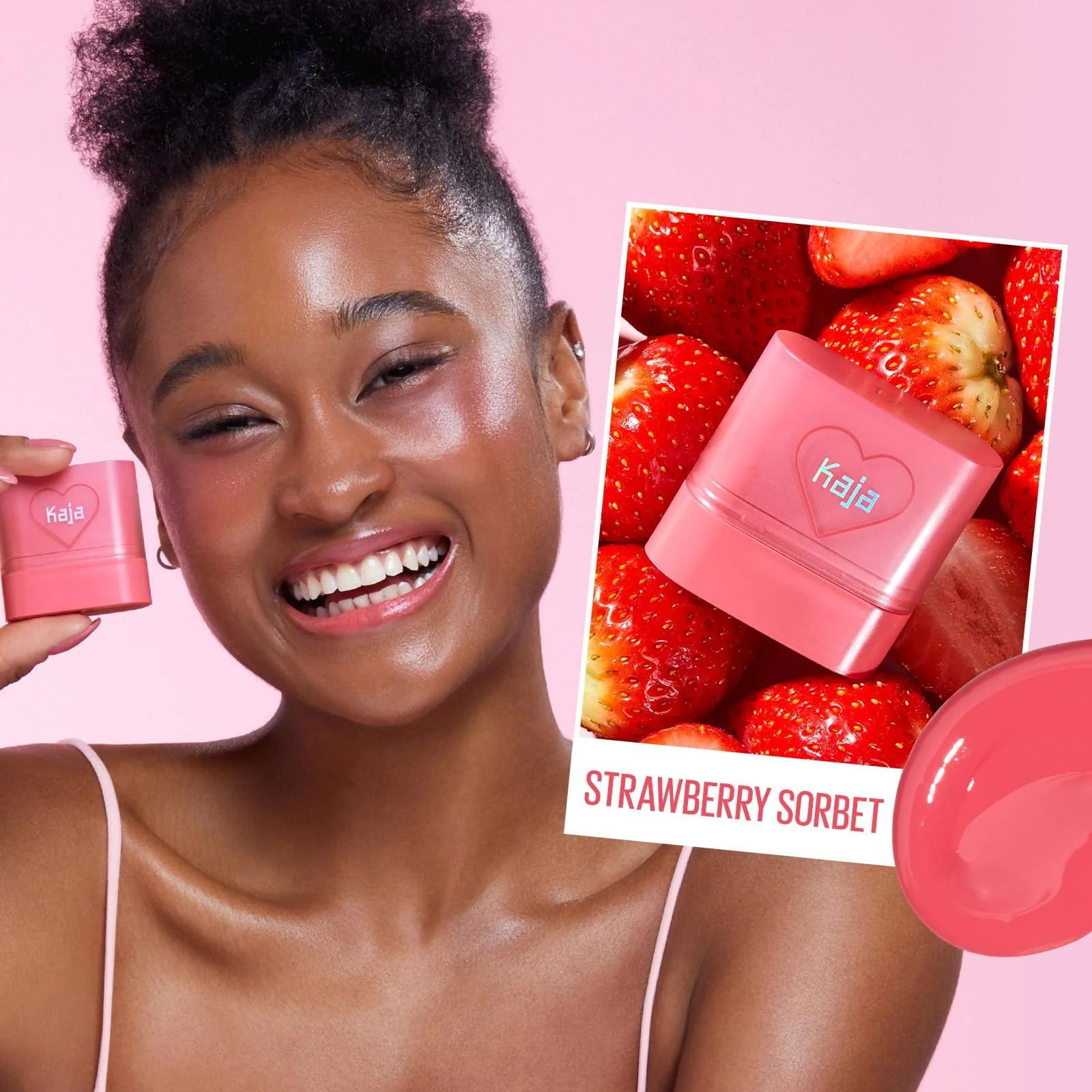 KAJA Cheek & Lip - Dewy Bar 02 Strawberry Sorbet | Creamy Blusher and Balm Multi-Stick, 45% Moisturizing Oil, Apple Extract, Vitamin-Hyaluronic Acid Infused, High Shine, Non-Sticky, Easy Blending, 10g - Image 8