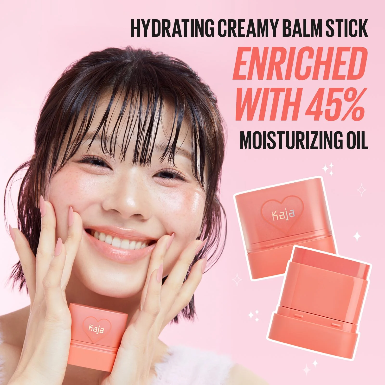 KAJA Cheek & Lip - Dewy Bar 06 Grapefruit Gelato | Creamy Blusher and Balm Multi-Stick, 45% Moisturizing Oil, Apple Extract, Vitamin-Hyaluronic Acid Infused, High Shine, Non-Sticky, Easy Blending, 10g - Image 6