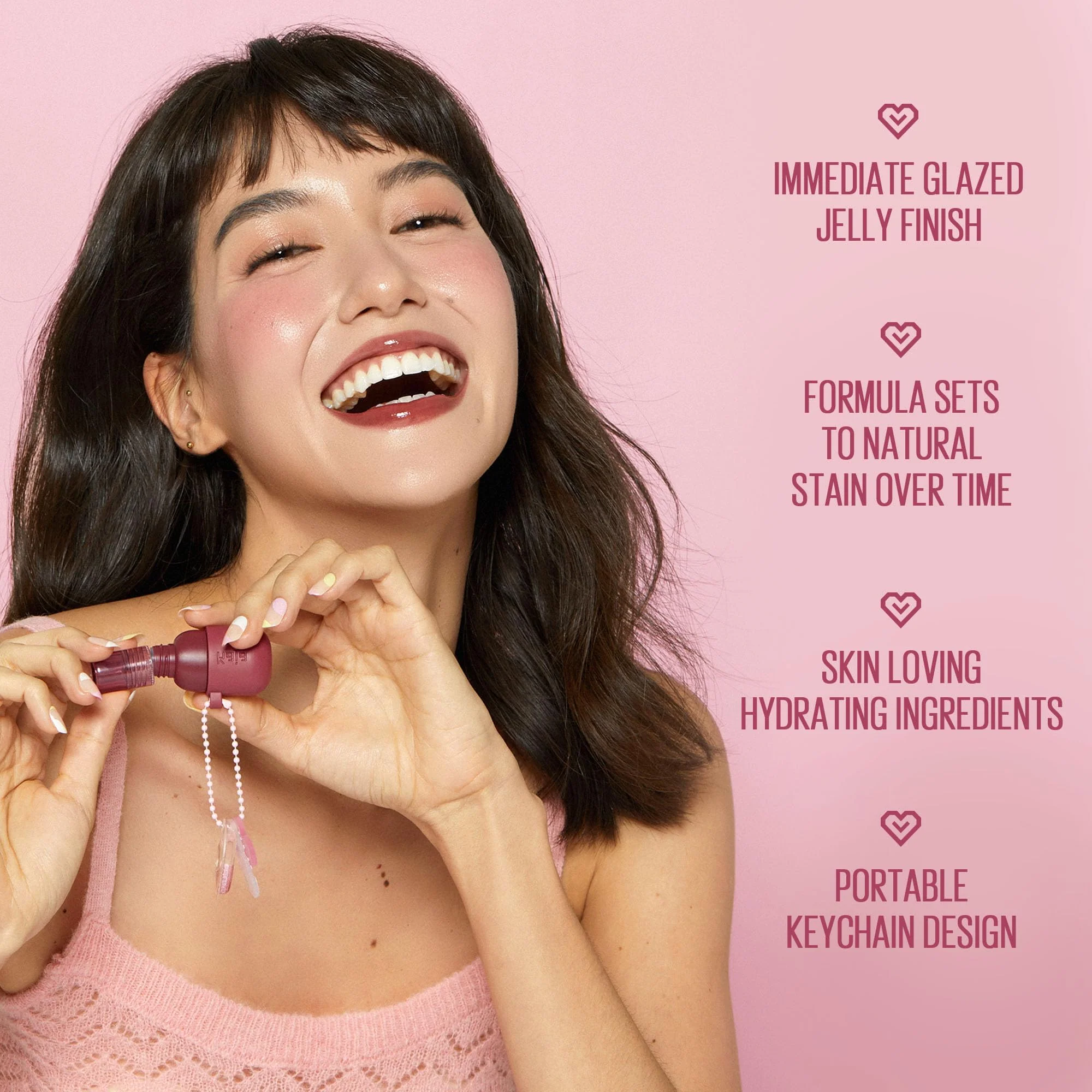 Kaja Lip & Blush Glazed Keychain Stain - Jelly Charm 01 Cherry Spritz | with Triple Berry Complex, Lemon Fruit Extract &Olive Squalane, Hydrating, Long Lasting Tint - Image 4