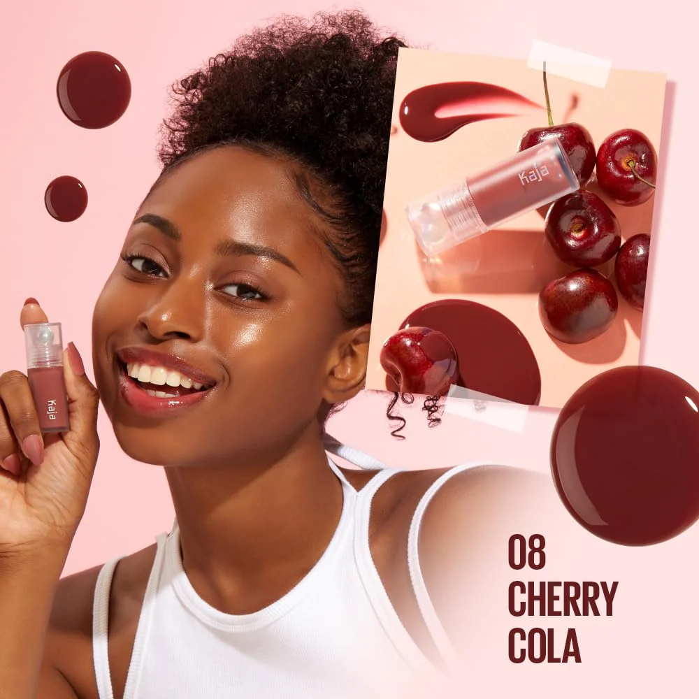 Kaja Lip Plumping - Juicy Glass 08 Cherry Cola | Hydrating, Feel Plumped and Lightweight with Vitamin Tree Fruit Oil, Vegan, Cruelty-Free, Clear Tint Stain Shine Gloss Plumper, Long Lasting - Image 9