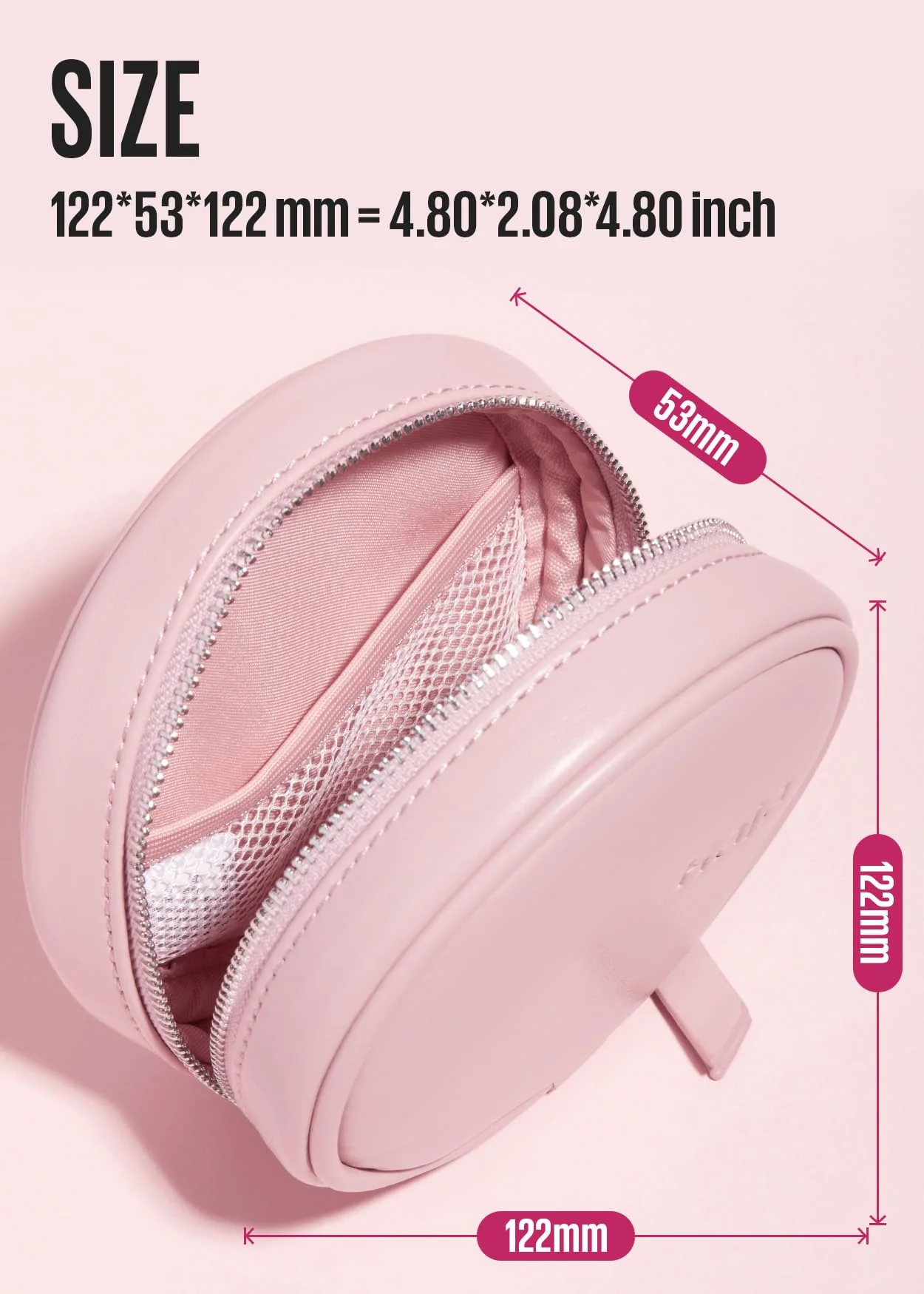 Kaja Makeup Pouch - Let's Go Bag | Multifunctional Makeup Round Bag for Women and Girls, Waterproof, Durable, Travel Friendly, Portable, Great Gifts Idea (Pink) - Image 3
