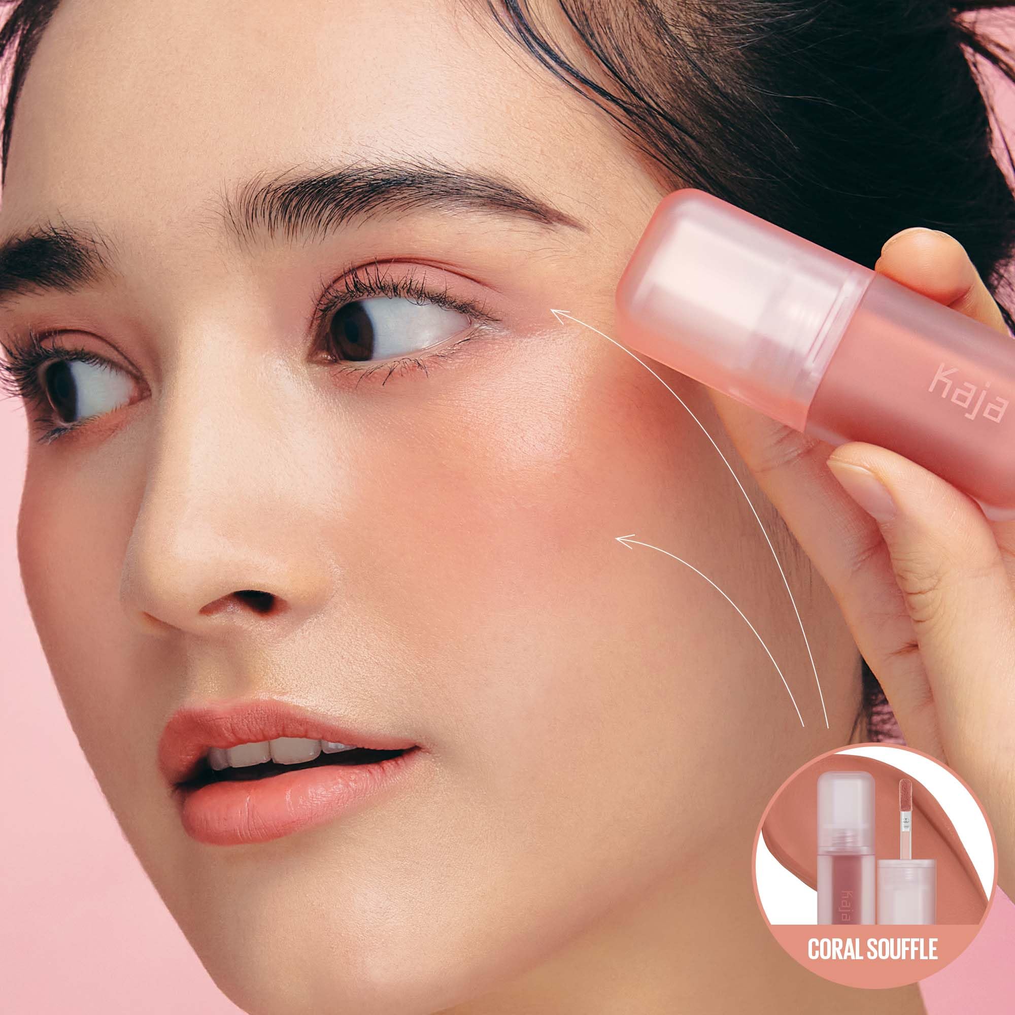 Kaja Multi-purpose Liquid Eyeshadow & Blush - Whipped Dream | with Cotton Seed Oil, 4 Shades, Buildable, Blendable, Airy Semi-matte Finish, 01 Coral Souffle, 0.17 Oz - Image 9