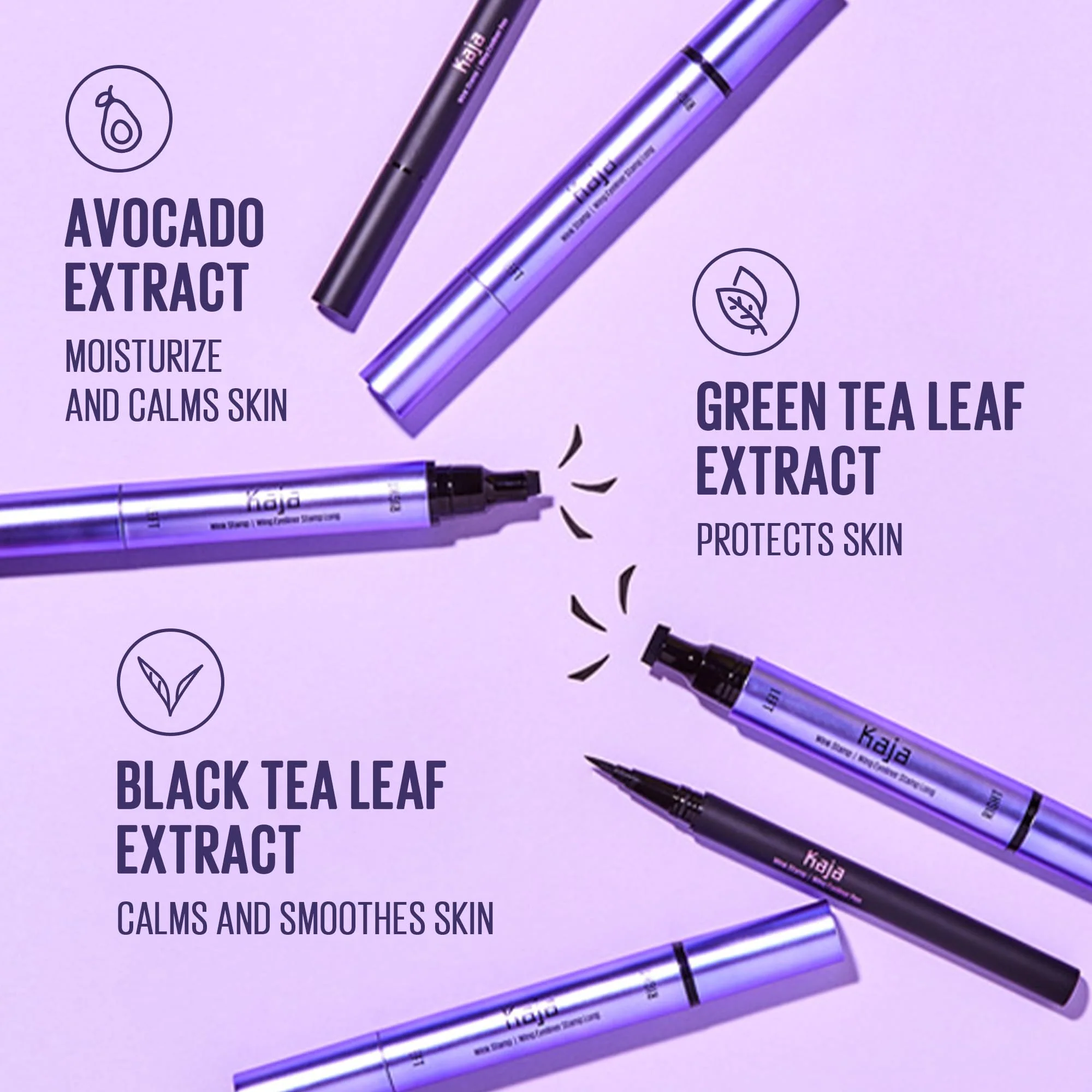 Kaja Winged Eyeliner Set - Wink Stamp Long | with Avocado Extract, Double-ended Wing, Smudge-Proof, Waterproof, Eye Irritation Tested, Long Lasting Pencil, Colorstay, Matte Finish, Cat Eye Look - Image 5