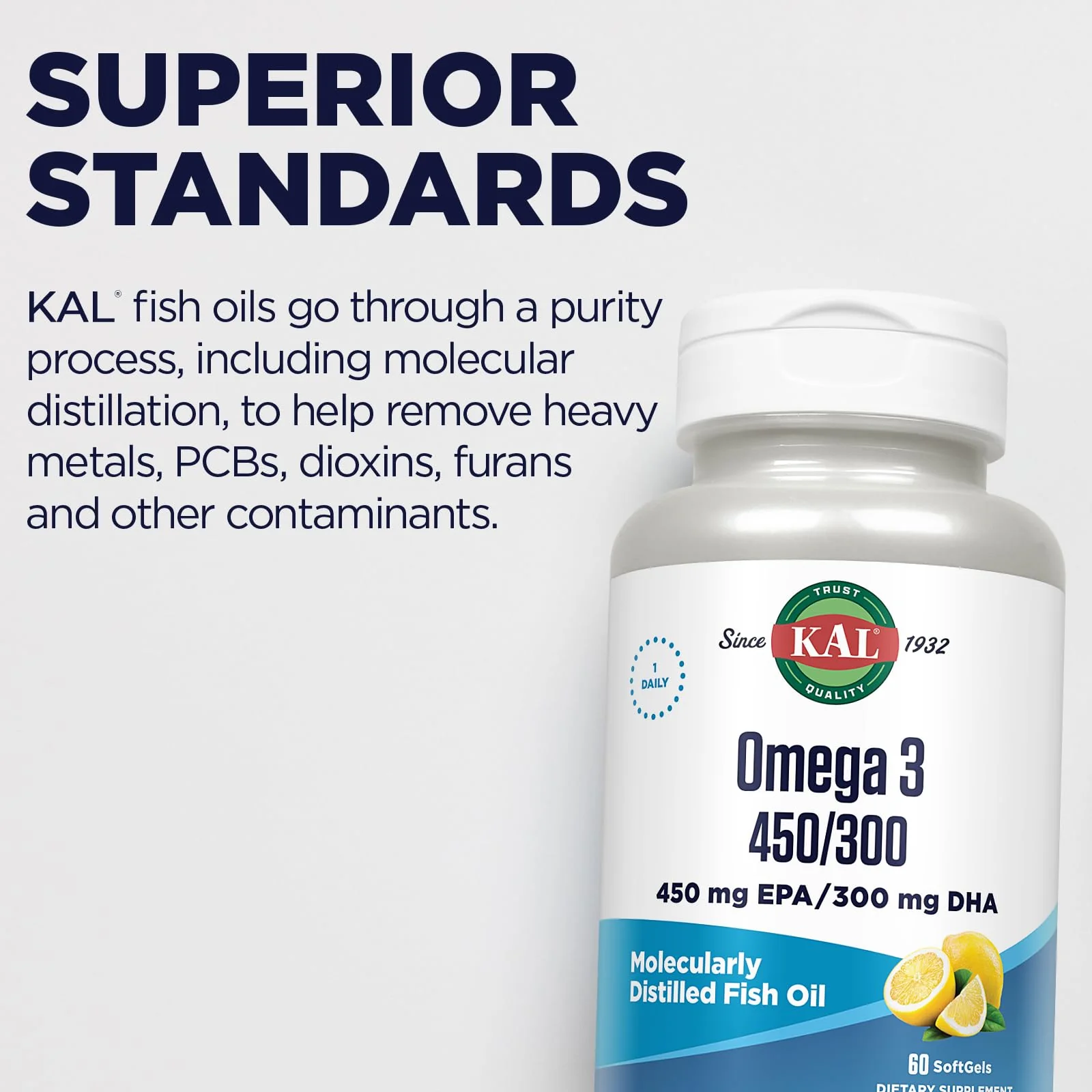 KAL 450/300 1280 Mg Omega 3, Lemon, 60 Count - Image 5