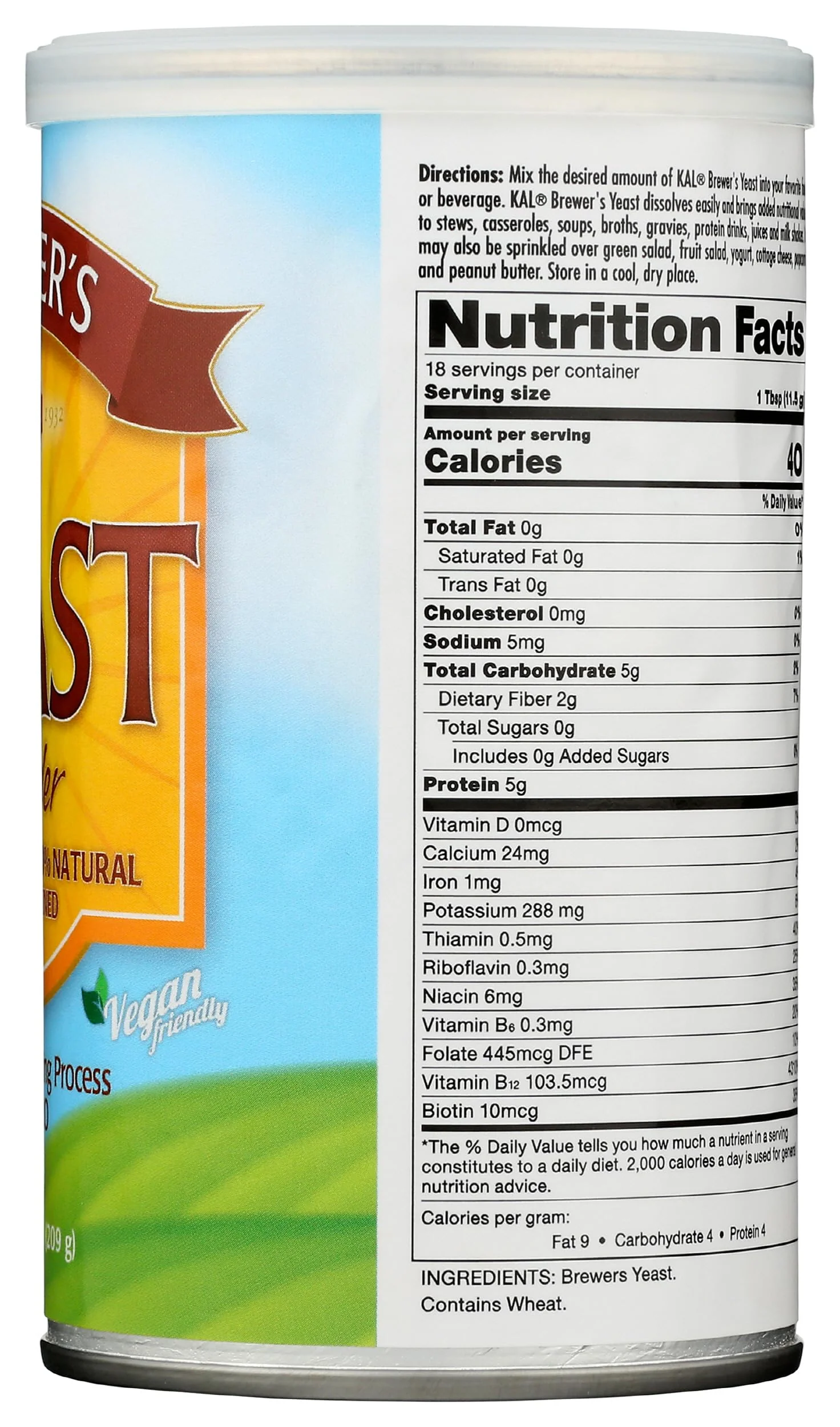 KAL Brewers Yeast Powder, Unfortified, Unsweetened Super Food, 100% Natural Source of Protein, B Complex Vitamins, Amino Acids - Vegan, Preservative Free, Made Without Soy - Approx. 18 Servings, 7.4oz - Image 7