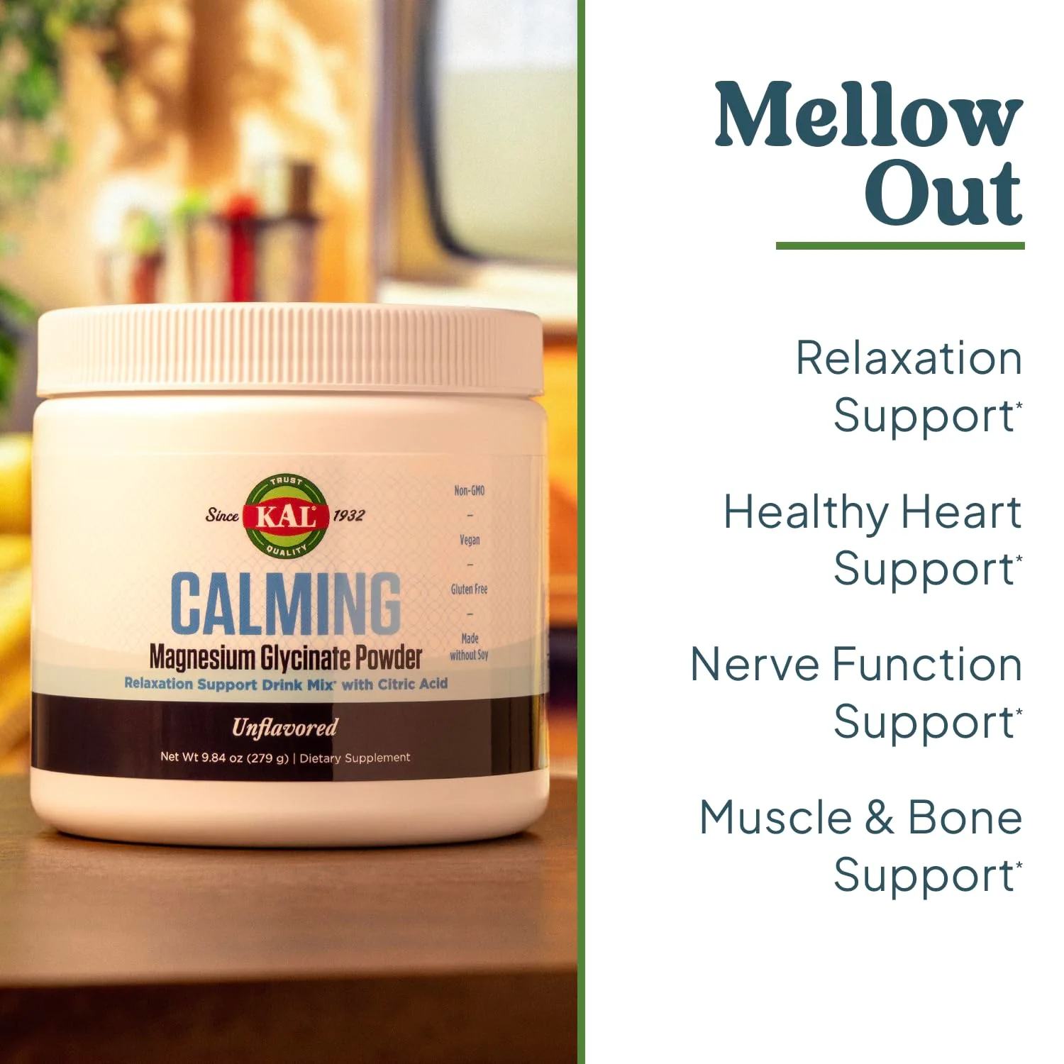 KAL Calming Magnesium Glycinate Powder Plus Citric Acid - Unflavored - Nervous System, Bone and Relaxation Support Drink Mix - No Sugar - 60-Day Guarantee, 40 Servings, 8.5 OZ - Image 5
