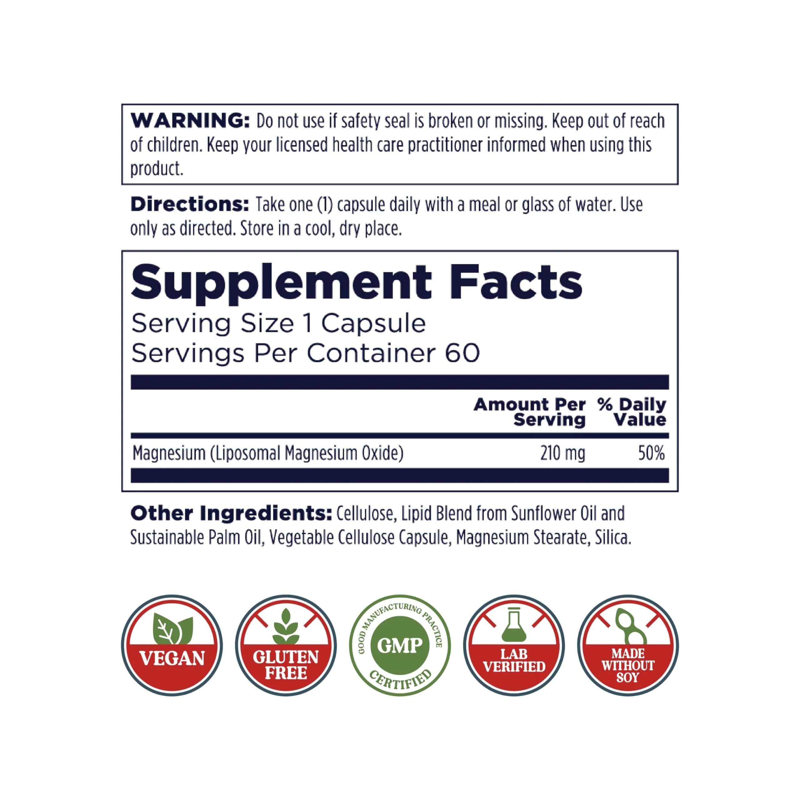 KAL Liposomal Magnesium Oxide 210 mg High Absorption, Liposomal Technology, Essentials Muscle Support, Advanced Formula, Vegan Capsules, Gluten Free, No Soy, 60 Servings - Image 6