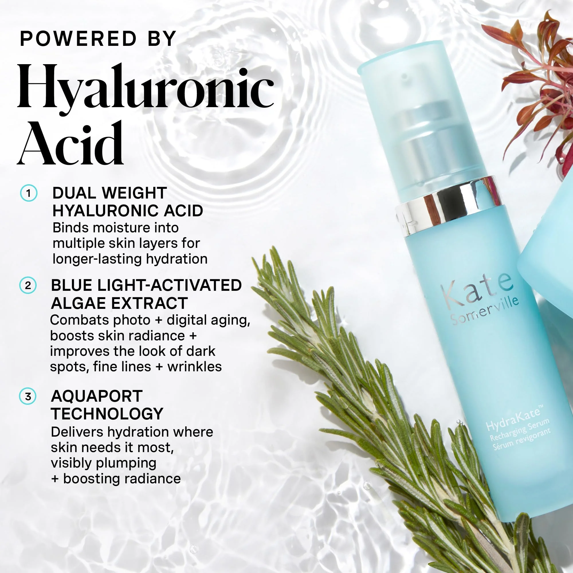 Kate Somerville HydraKate Recharging Hydration Serum – Skin-Quenching Dual-Weight Serum with Hyaluronic Acid for Hydrating, 1 Fl Oz - Image 12