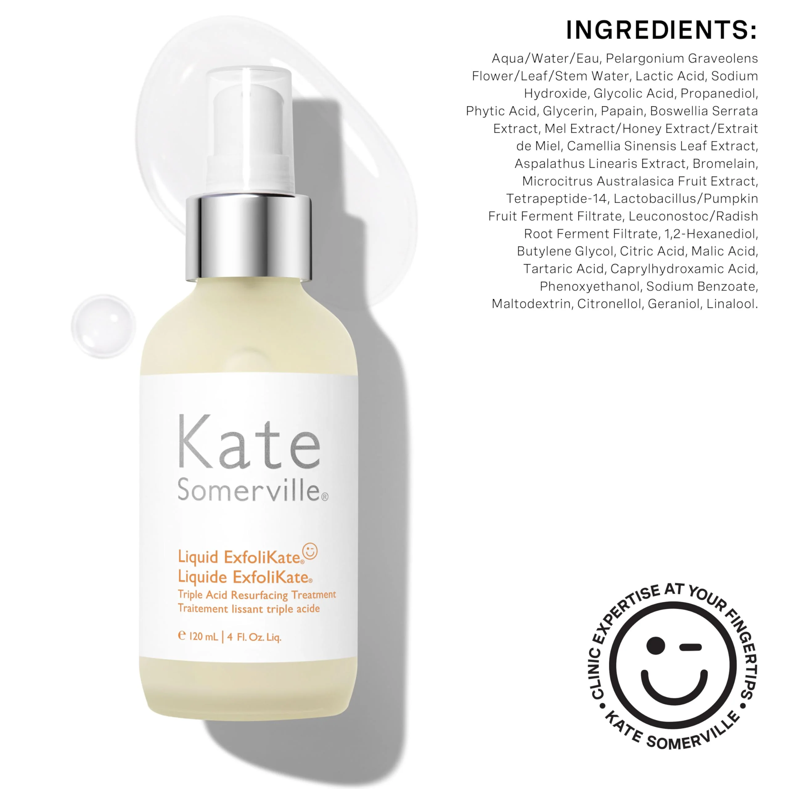 Kate Somerville Liquid ExfoliKate – Triple Acid Resurfacing Treatment, Clinically Formulated AHA Overnight Facial Exfoliator, Smooths Skin and Minimizes Pores, 4 Fl Oz - Image 4