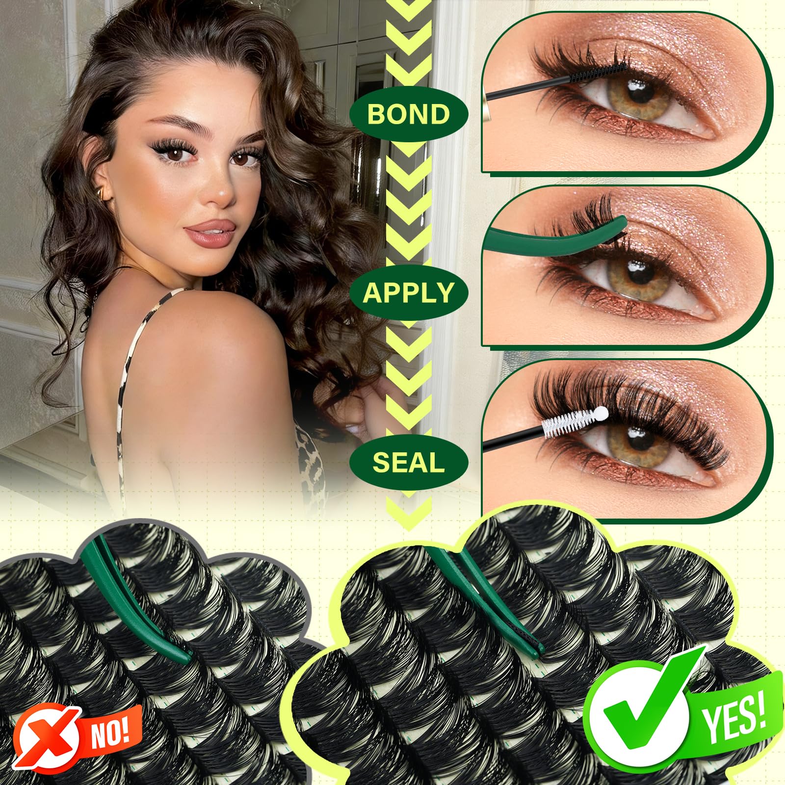 KEYYOU Lash Clusters Kit 144pcs Thick Volume D Curl Eyelash Clusters Lash Extension Kit with Mascara Brush Bond and Seal Glue Remover Applicators and Brush for DIY Lash Extensions (Y02) - Image 2