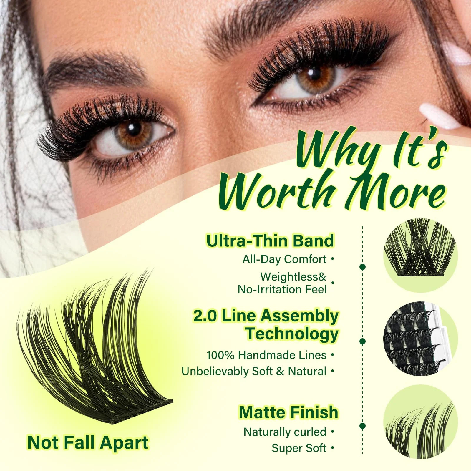 KEYYOU Lash Clusters Kit 144pcs Thick Volume D Curl Eyelash Clusters Lash Extension Kit with Mascara Brush Bond and Seal Glue Remover Applicators and Brush for DIY Lash Extensions (Y02) - Image 7