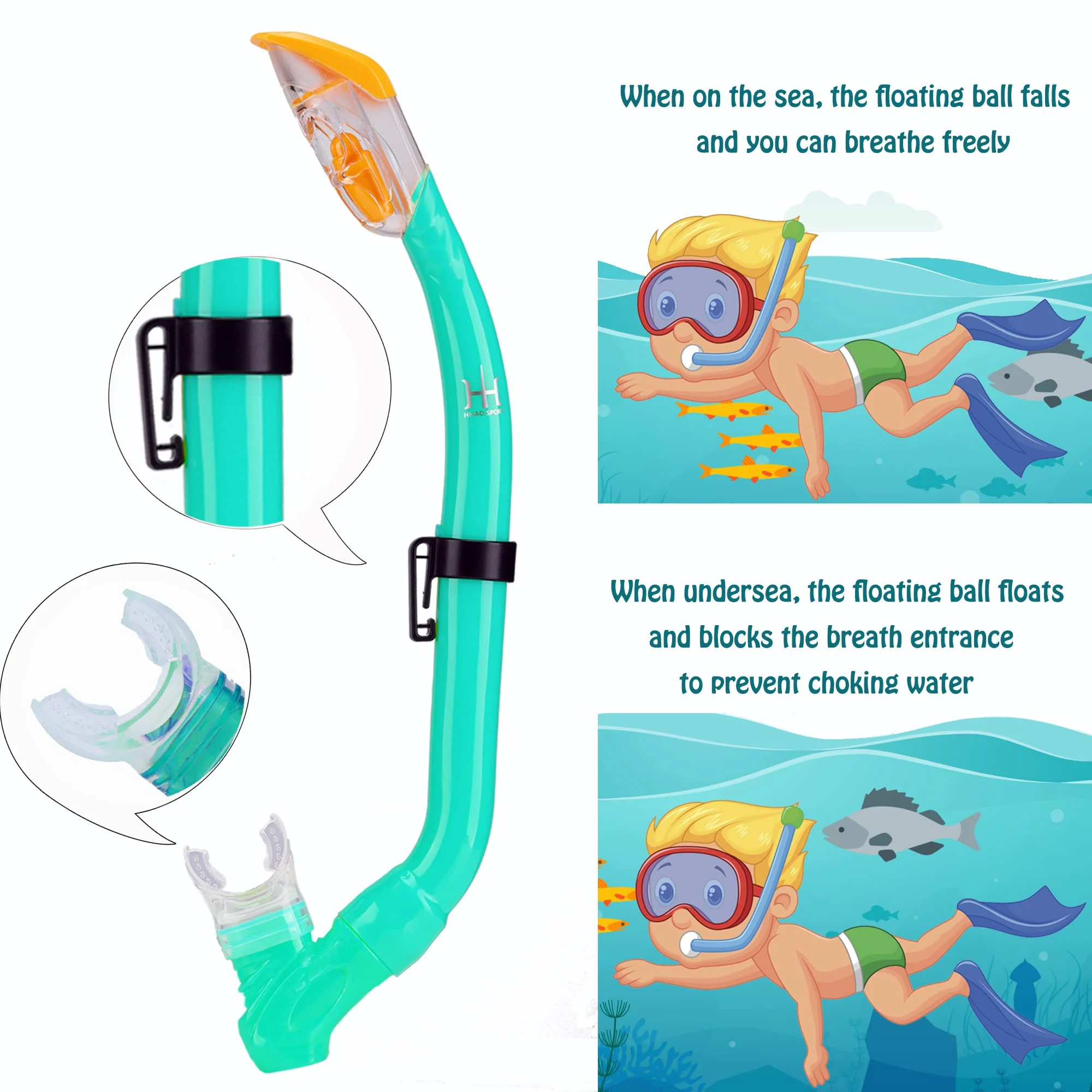 Kids Snorkeling Set with Fins Anti Leak Snorkeling Gear for Kids with Adjustable Flippers, Youth Junior Full Dry Snorkel Set Swimming Goggles with Nose Cover Diving Mask Scuba with Bag, 5-14 Yrs - Image 5