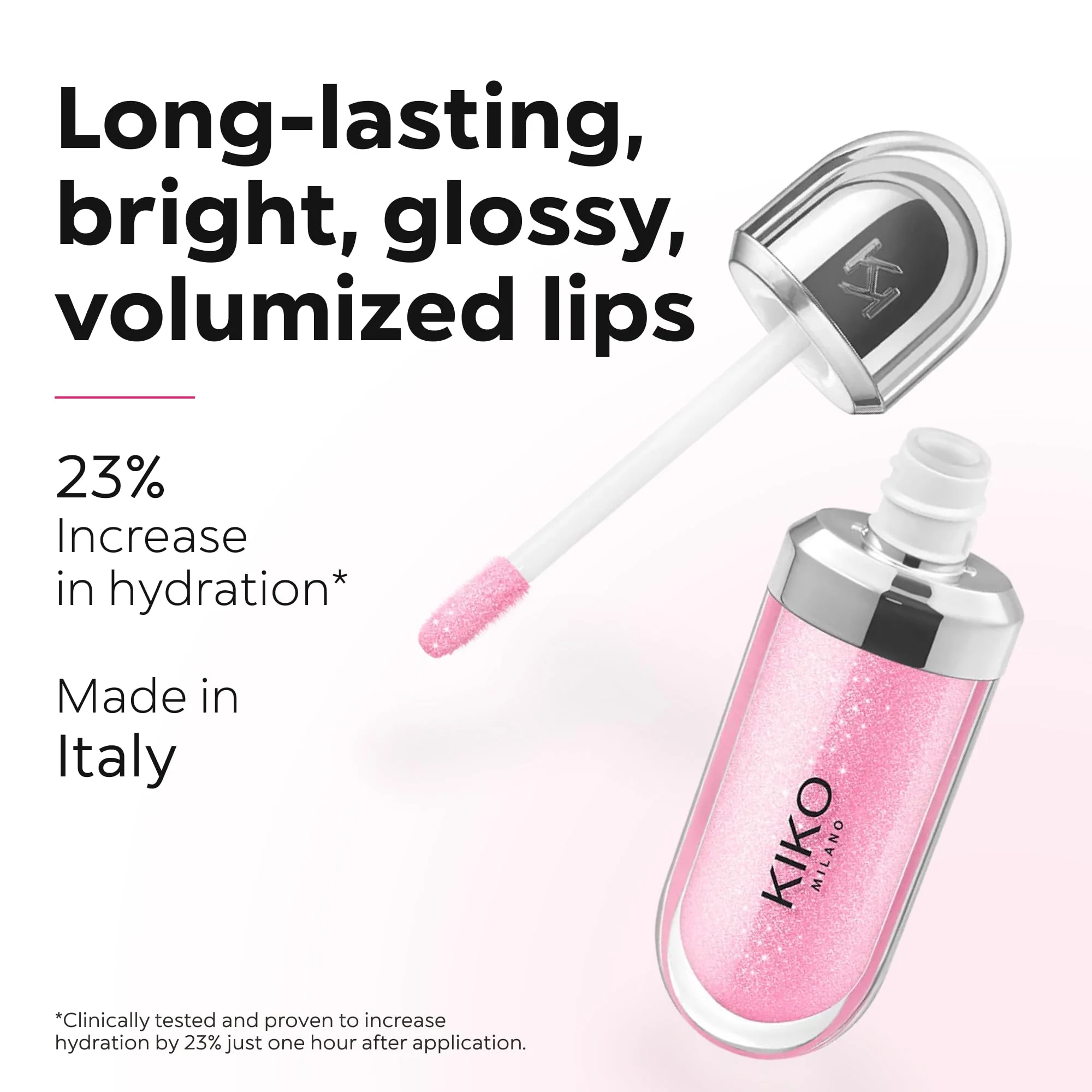 Kiko Milano 3D Hydra Lip Gloss – High Shine, Hydrating, Plumping, Non-Sticky, Moisturizing Lip Makeup – 10 Sparkling Strawberry – 6.5ml - Image 4