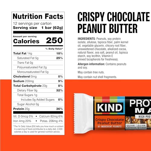 KIND Protein MAX Crispy Chocolate Peanut Butter Snack Bars, 20g of Protein, Keto Friendly, 1g of Sugar Per Bar, Gluten Free, 12 Count Box - Image 7