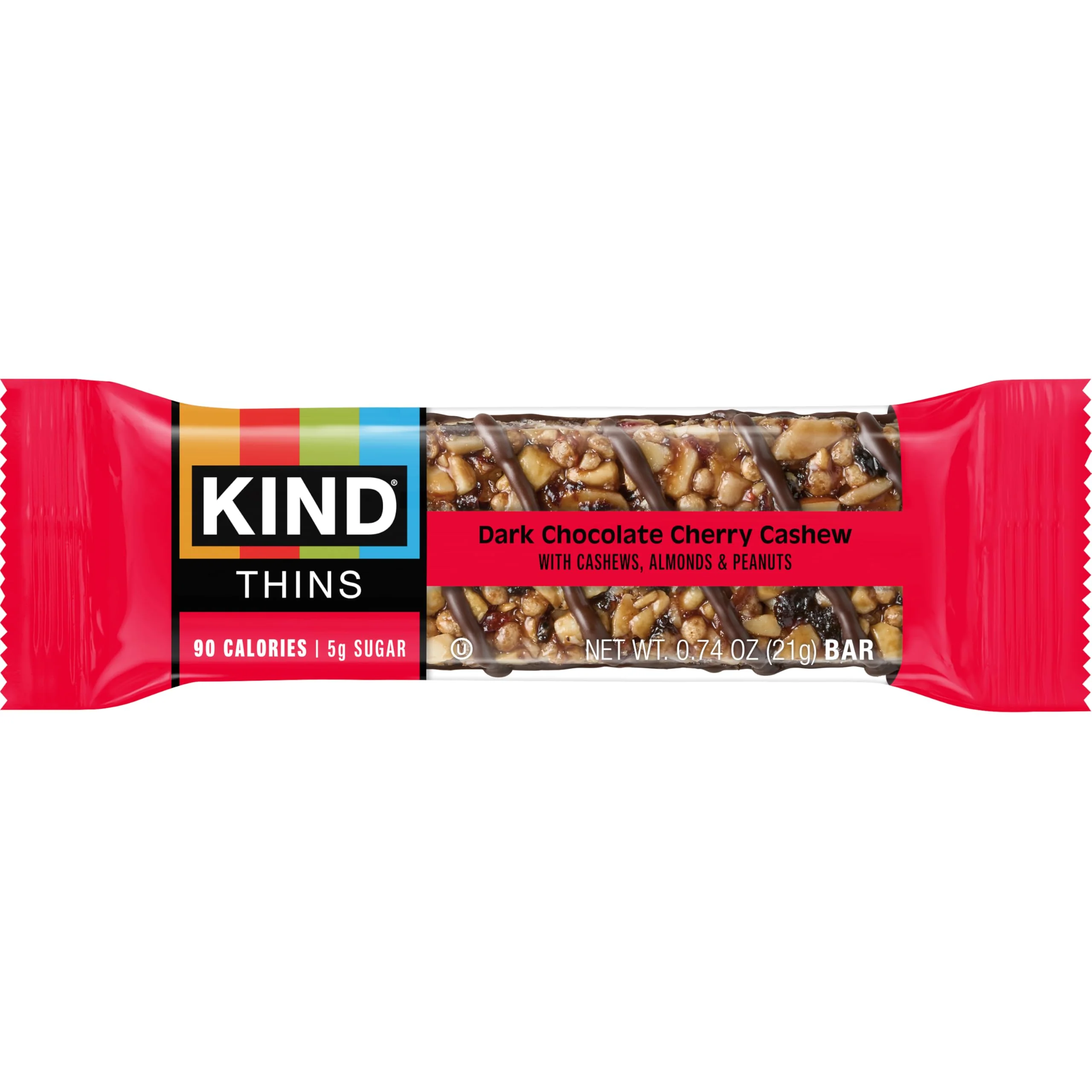 KIND Thins Snack Bars, Dark Chocolate Cherry Chashew, Gluten Free, Low Calorie, Healthy Snacks, 5g Sugar, 10 Count - Image 2