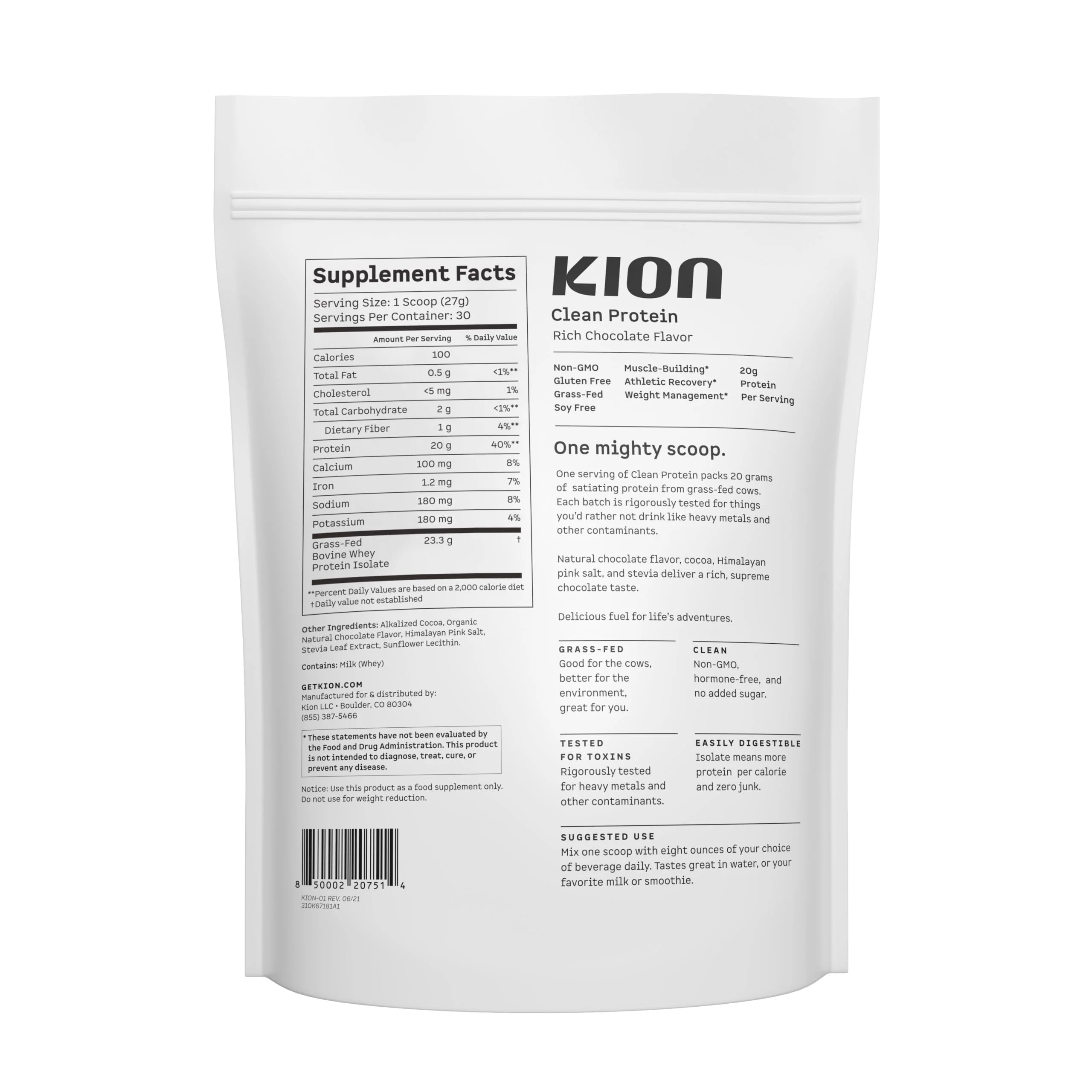 Kion Clean Protein | Grass-Fed & Pasture-Raised Whey Isolate Protein Powder | Rich Chocolate | 30 Servings - Image 3