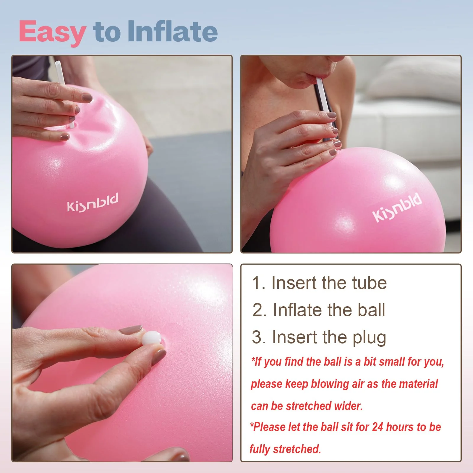 kisnbld Small Exercise Ball, 9 Inch Mini Pilates Ball, Anti Burst and Slip Resistant Mini Yoga Ball for Stability, Fitness, Physical Therapy, Stretching & Core Strength Workout at Home Gym & Office - Image 3