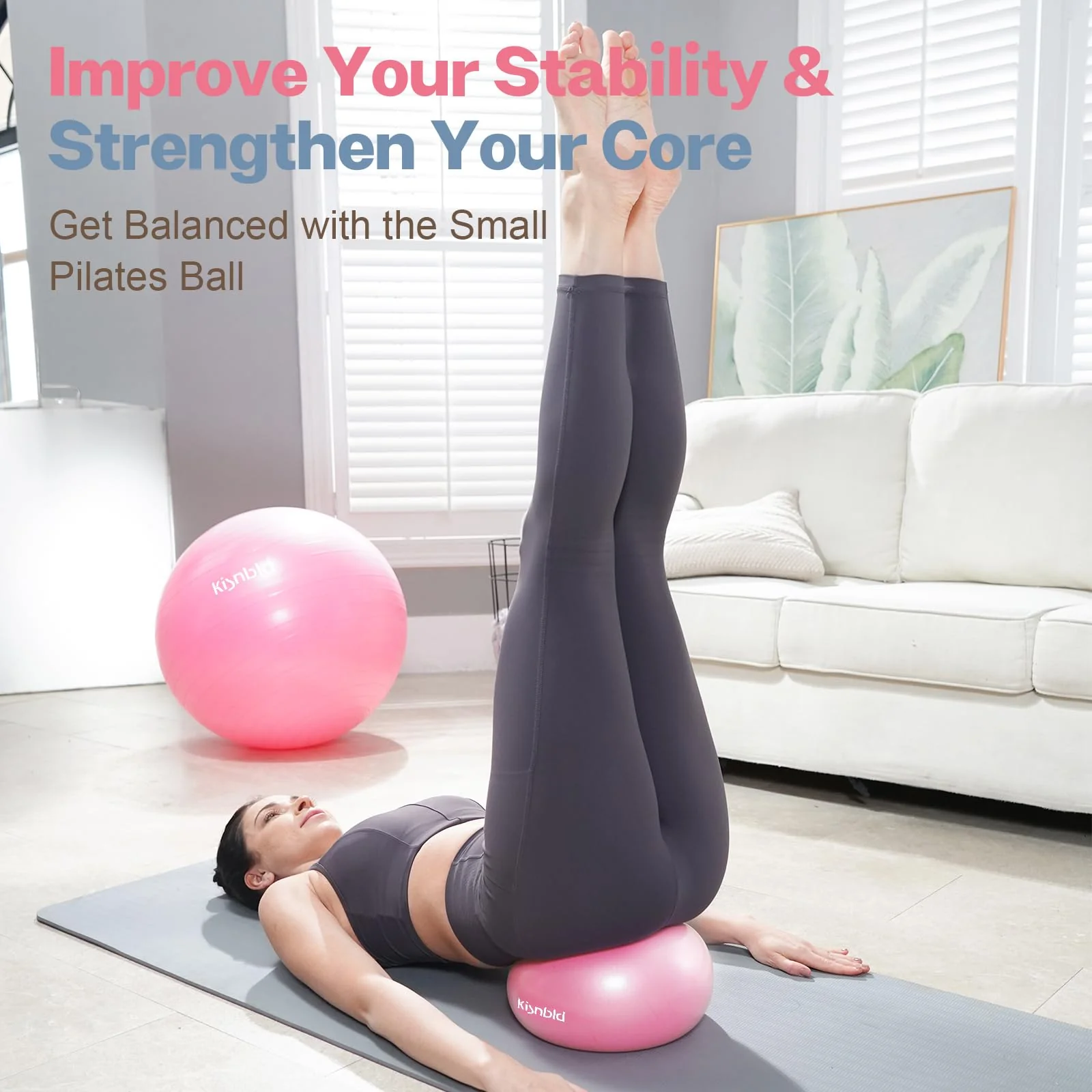 kisnbld Small Exercise Ball, 9 Inch Mini Pilates Ball, Anti Burst and Slip Resistant Mini Yoga Ball for Stability, Fitness, Physical Therapy, Stretching & Core Strength Workout at Home Gym & Office - Image 7